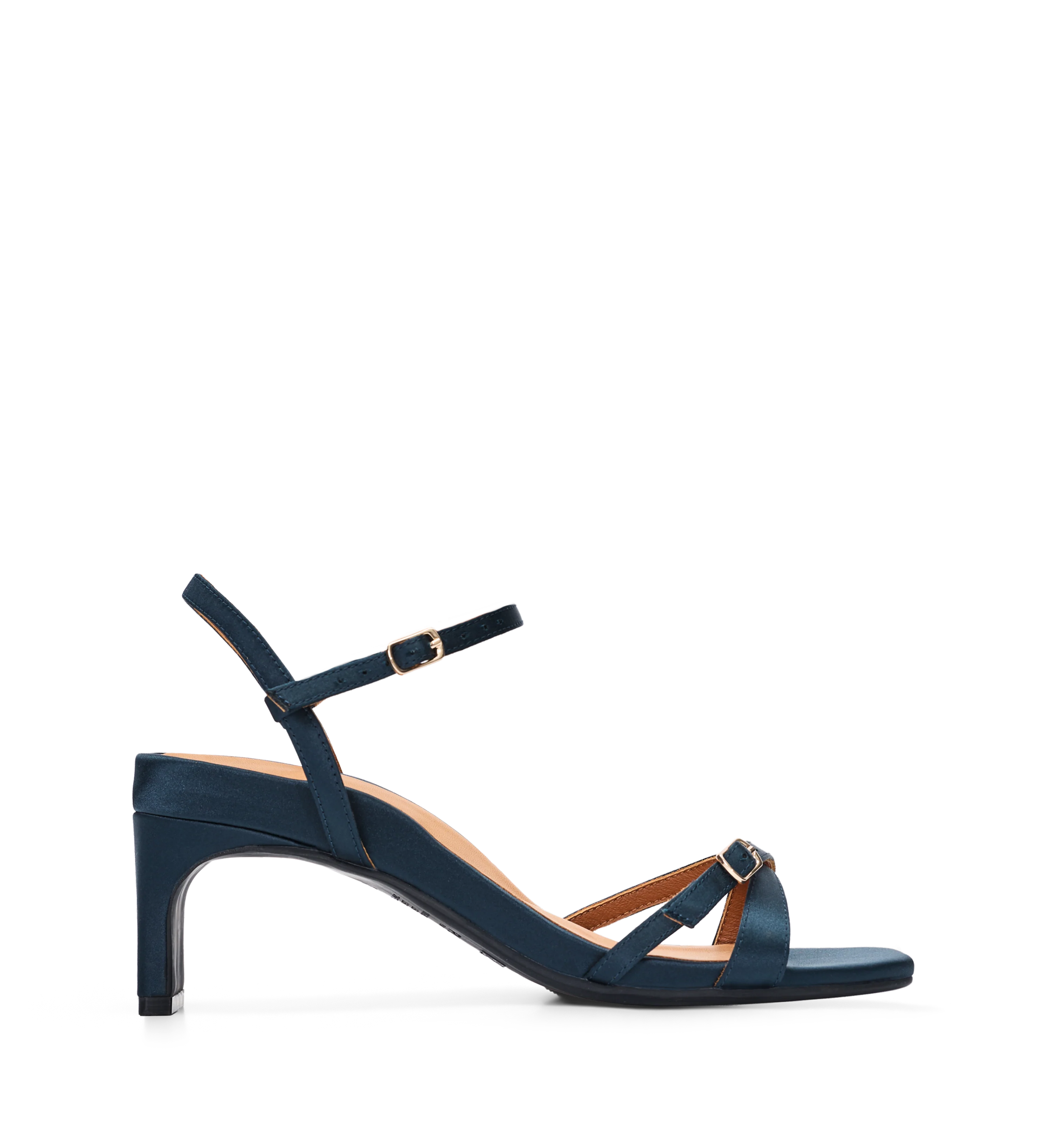 Monarch Atlantic Blue Satin Low Heels