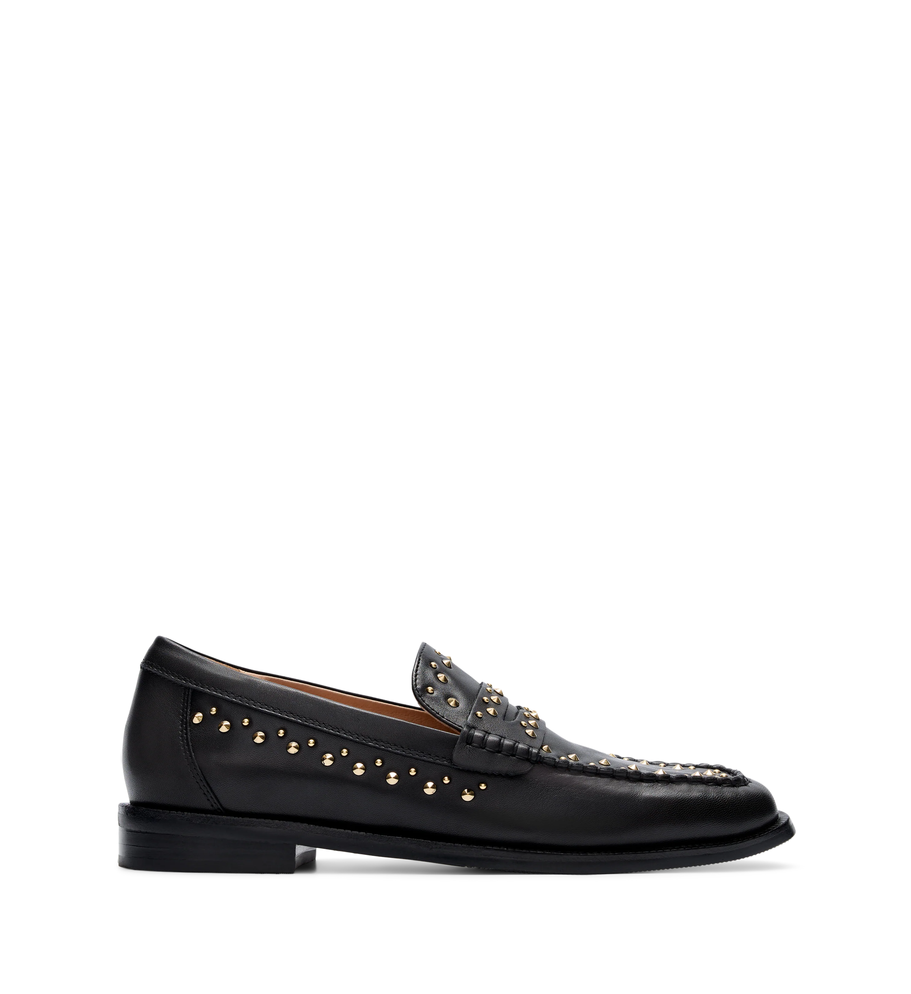 Maleo Black Leather & Hardware Loafers