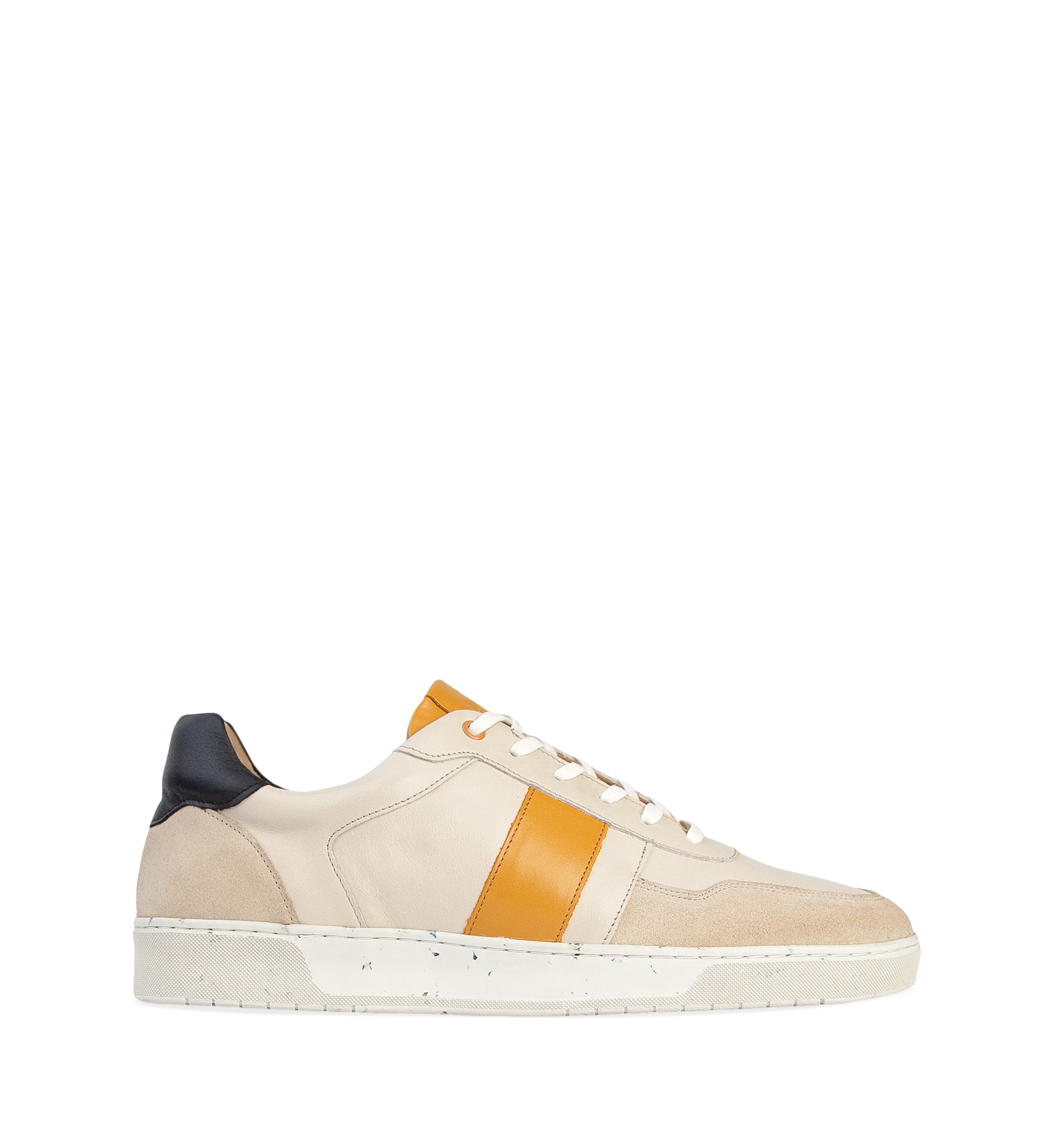 Caesium Ecru & Mustard Leather Sneakers