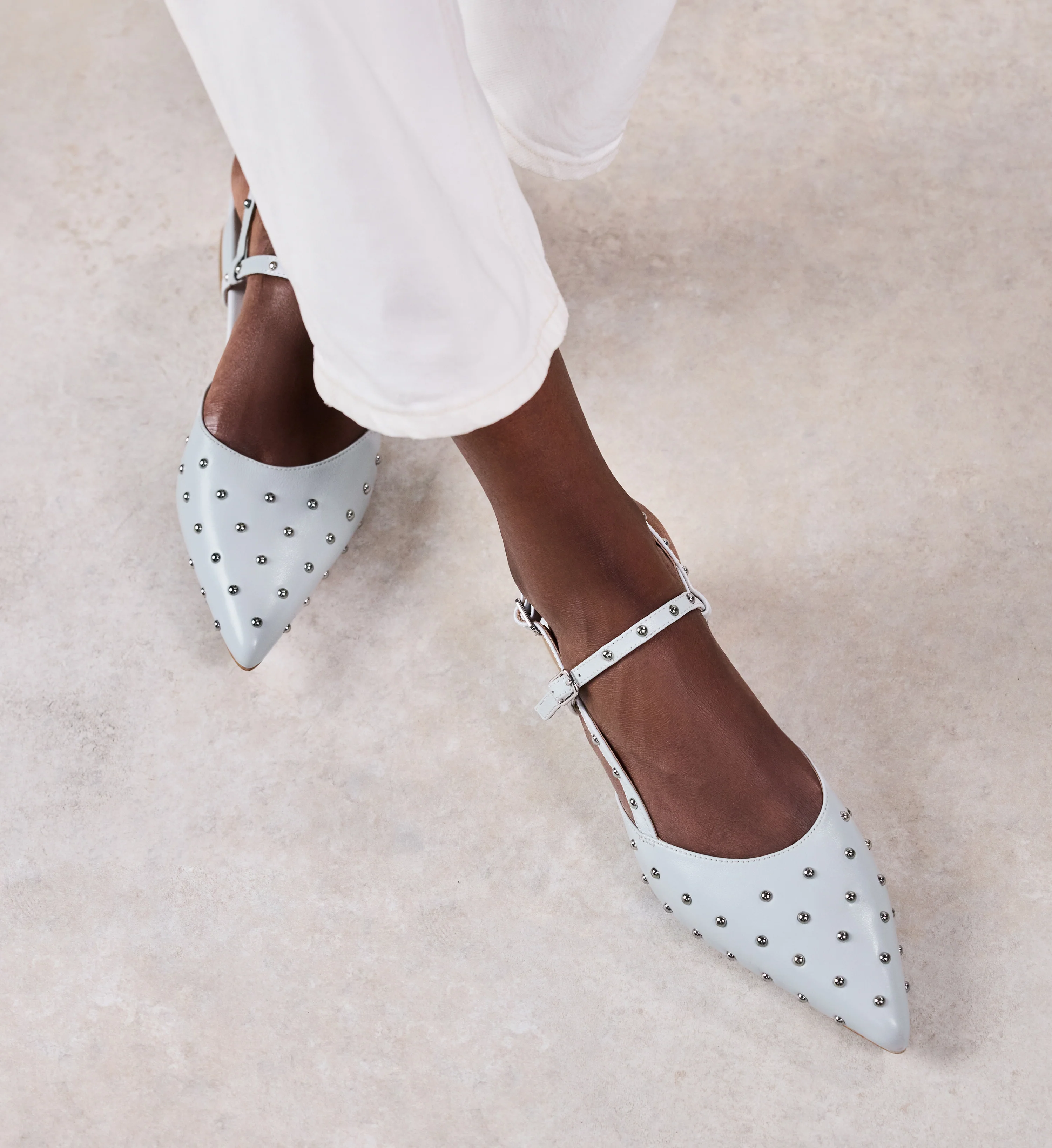 Firecrown 2 Ice Blue Leather & Hardware Flats