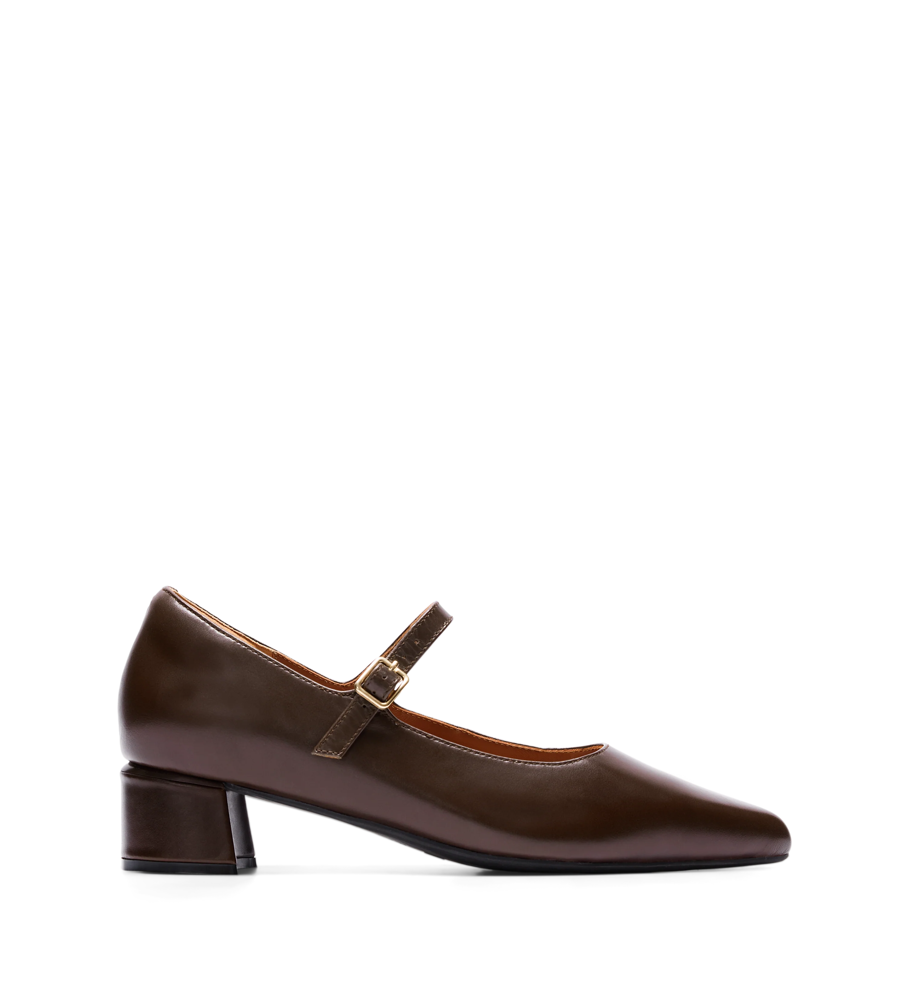 Parisoma Dark Oak Leather Low Heels