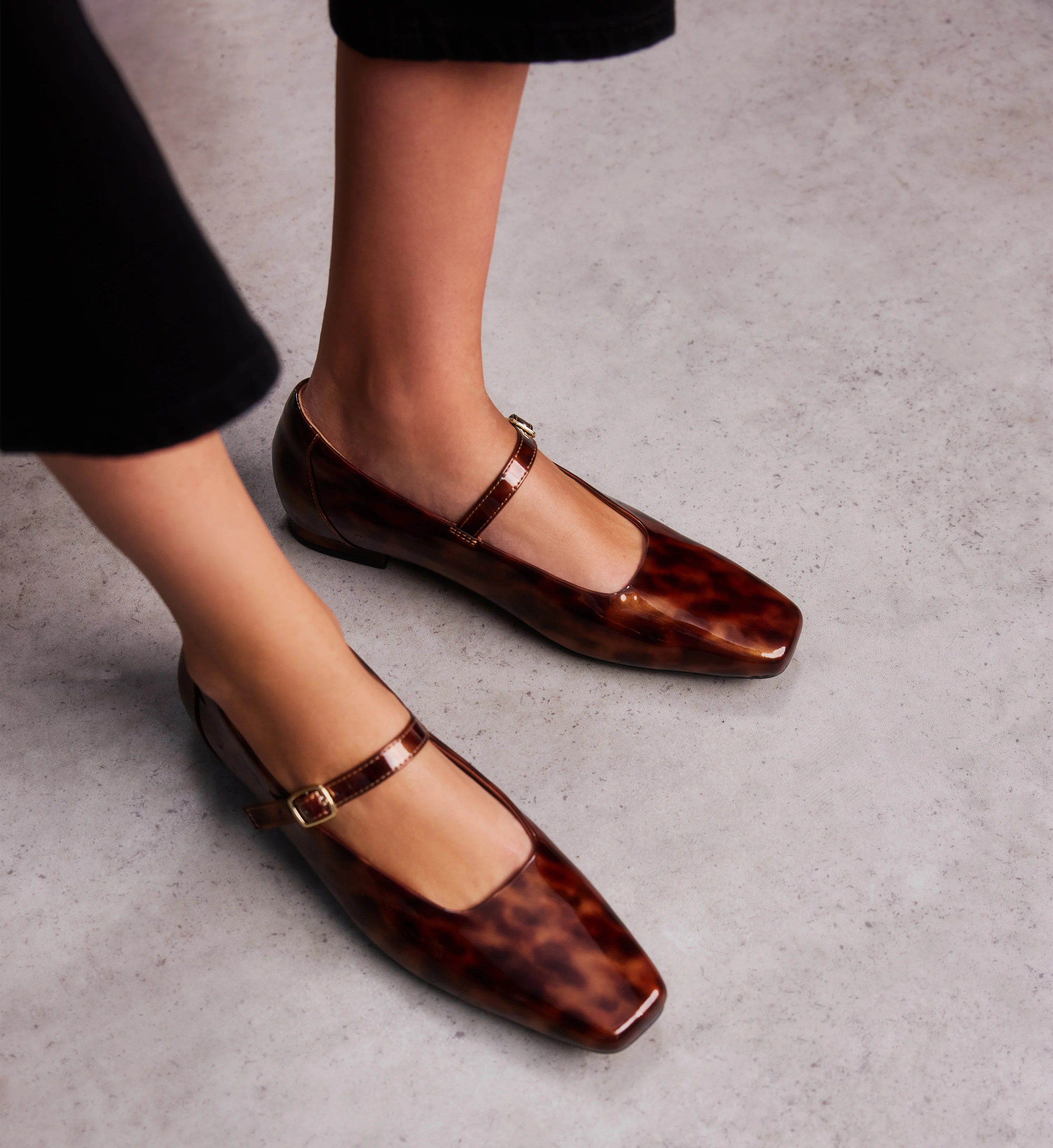 Turtur Tortoiseshell Brown Patent Leather Ballet Flats