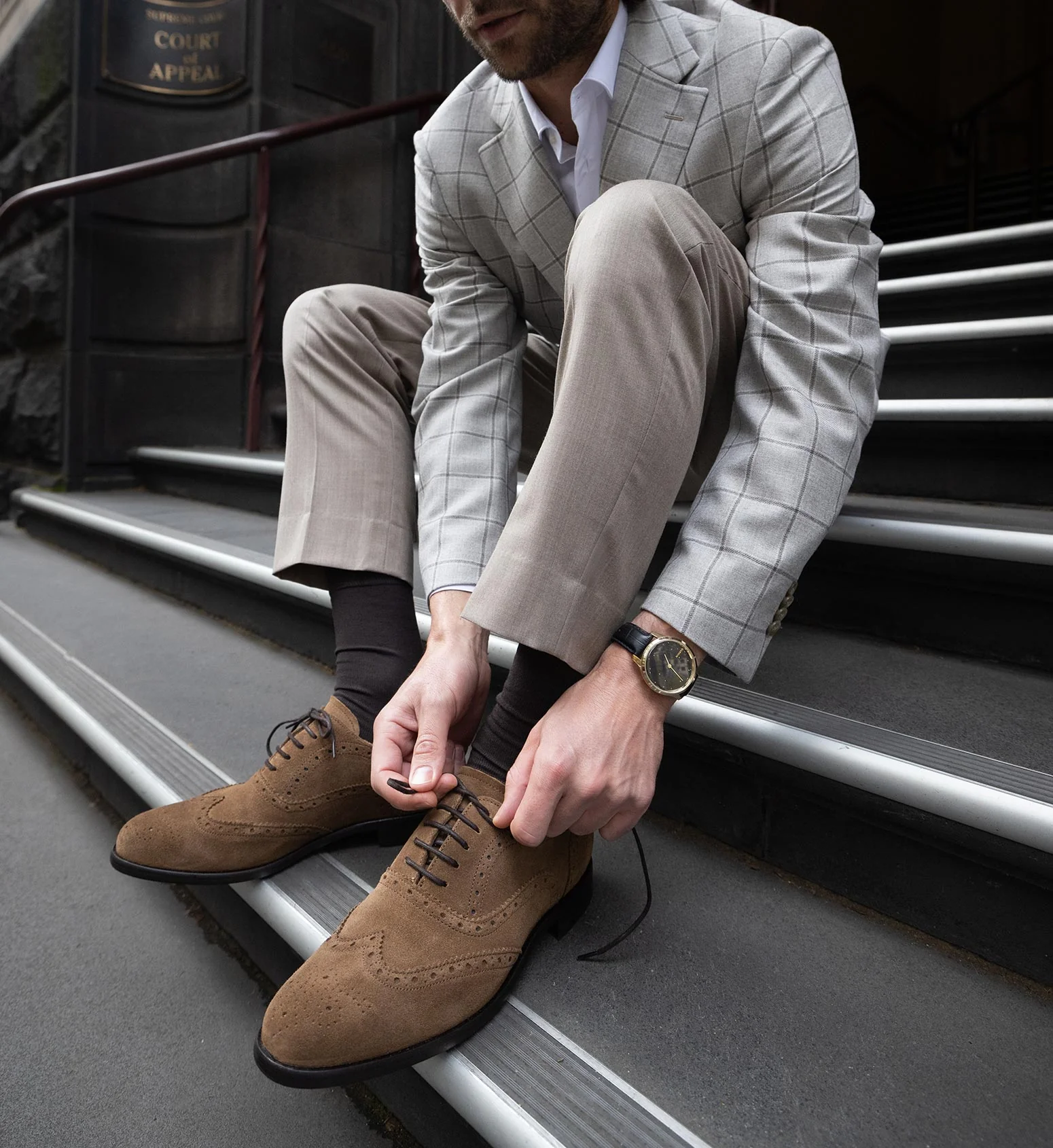 Barium Tobacco Suede Lace Up Dress Shoes