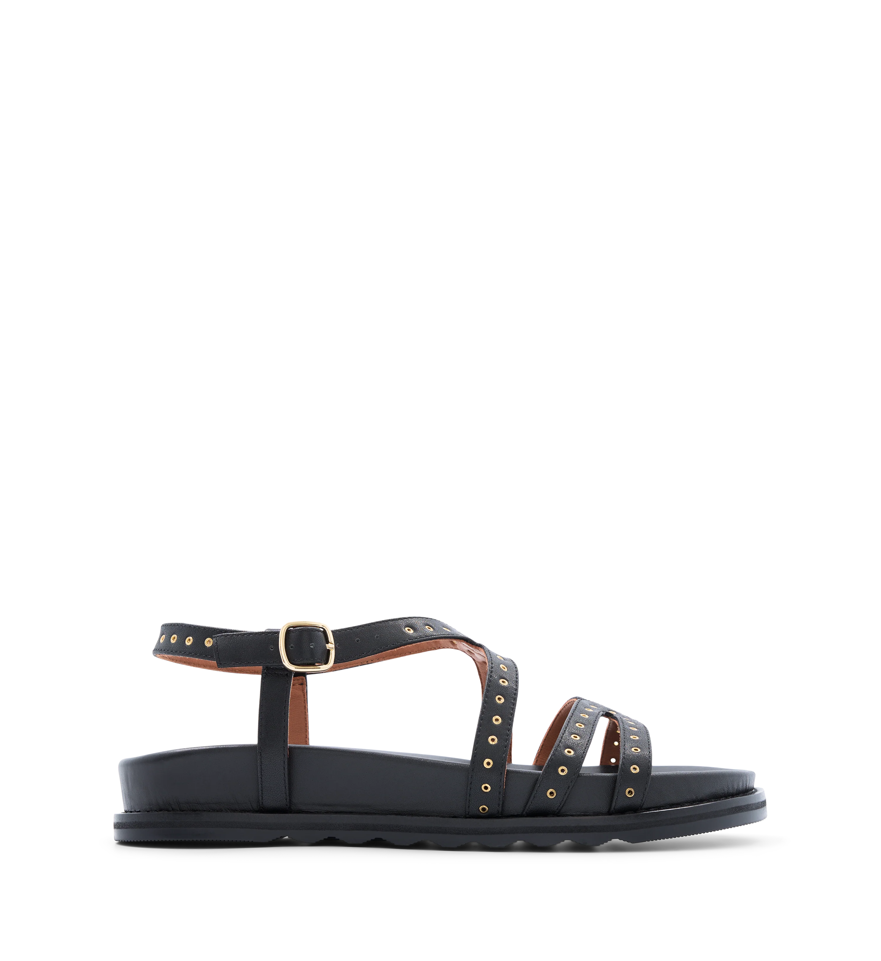 Kiwi Black Leather Chunky Sandals
