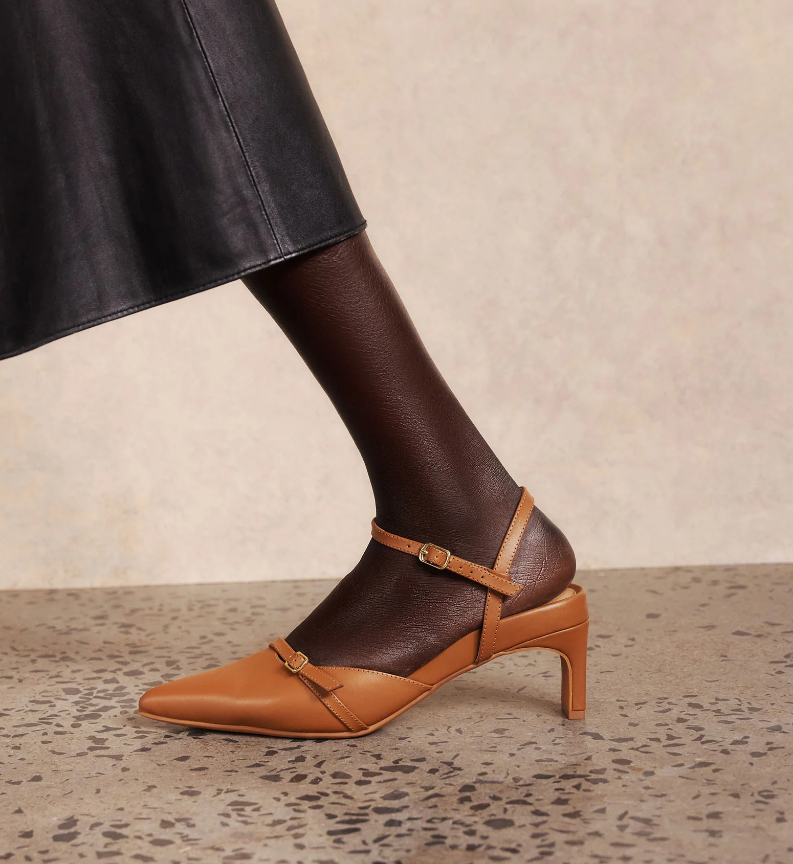 Sylph Pecan Tan Leather Low Heels