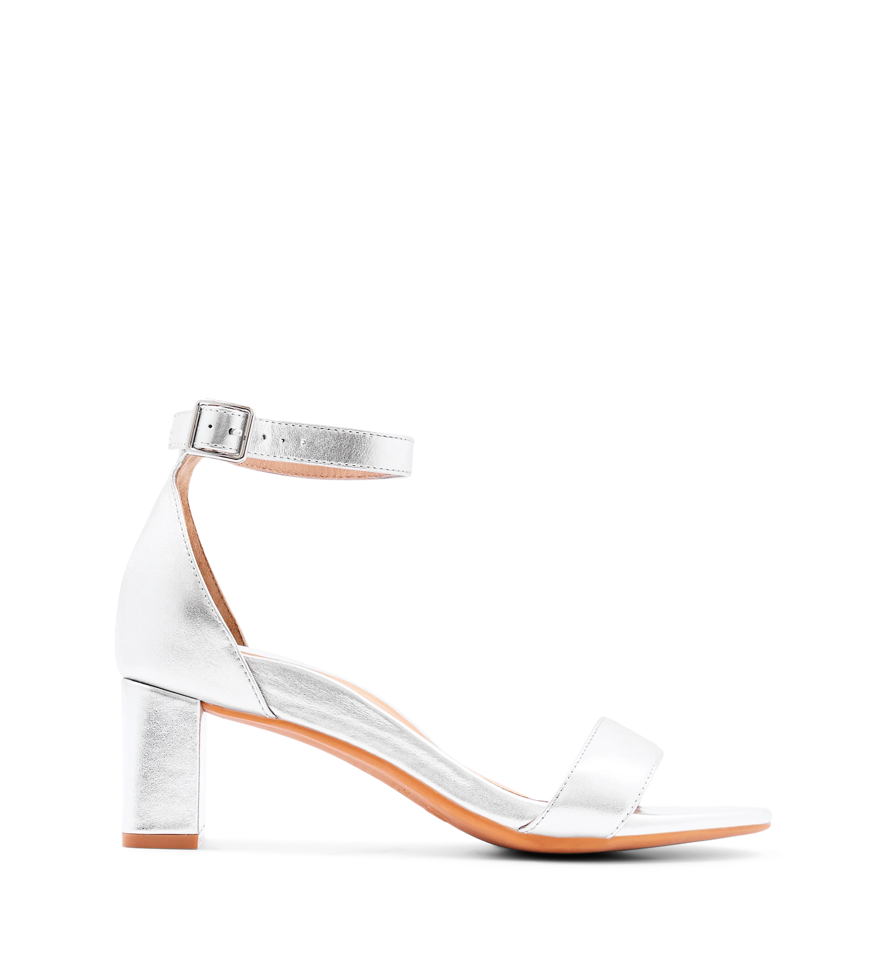 Coracia Silver Leather Low Heels