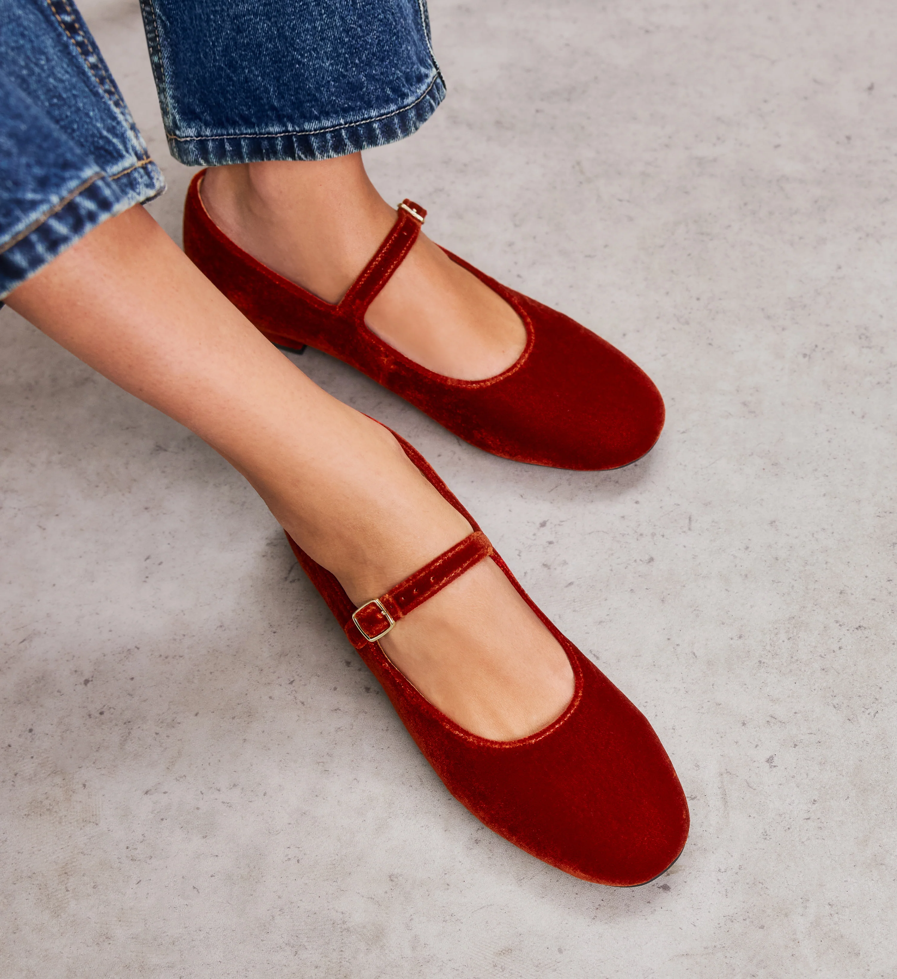 Whydah Rust Velvet Ballet Flats