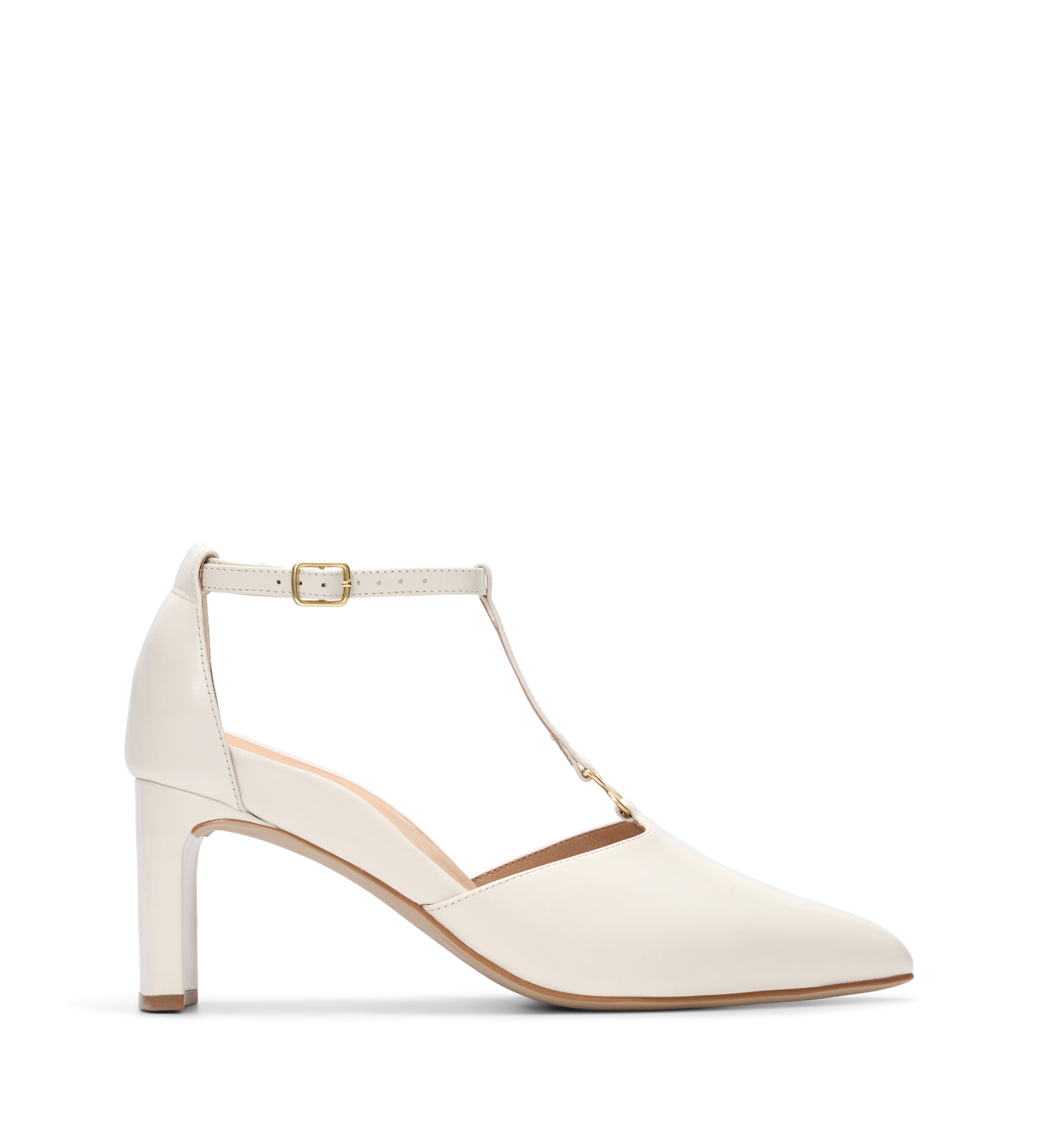 Piaya Ecru Boxed Leather & Hardware High Heels