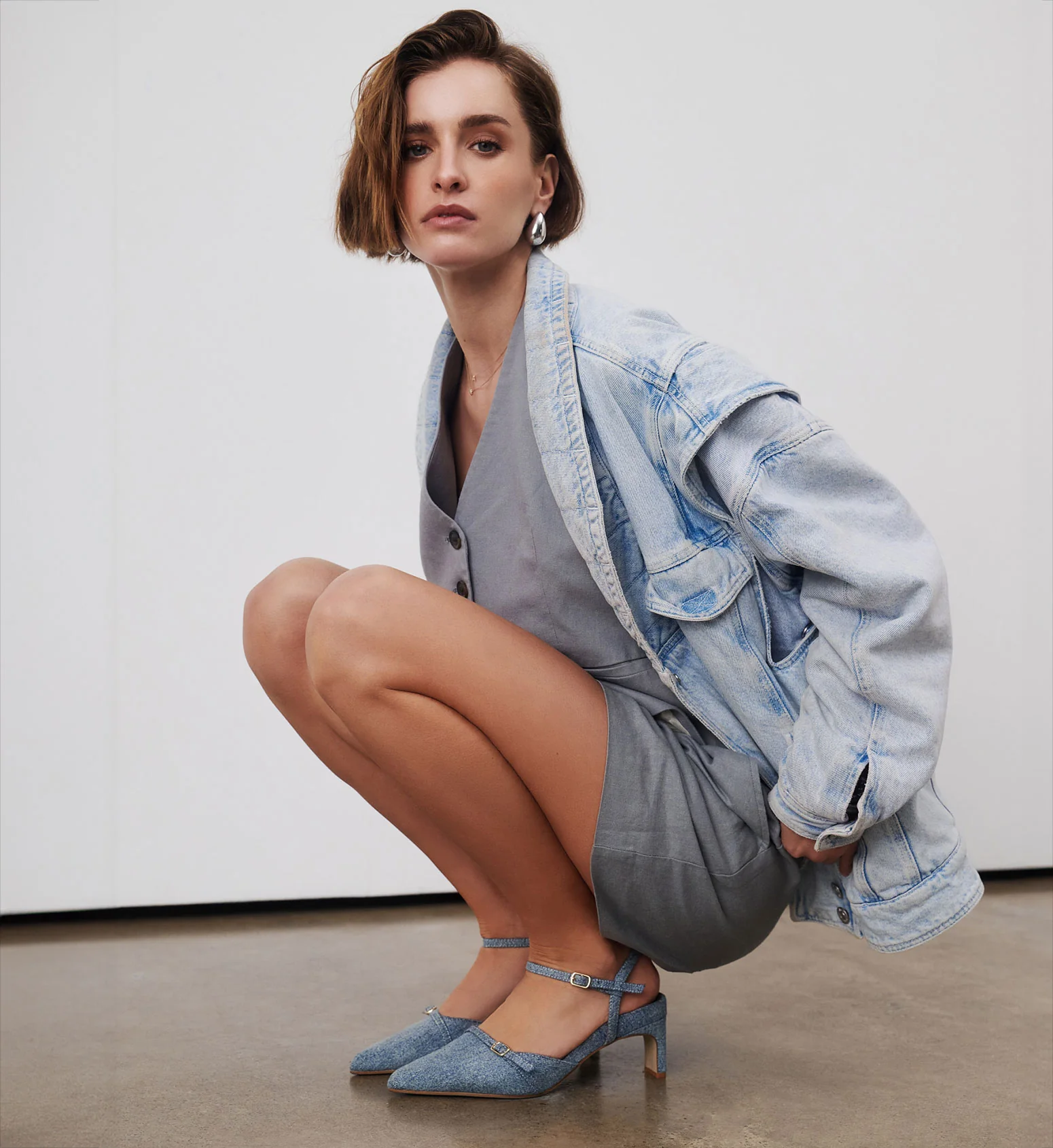 Sylph Denim Fabric Low Heels