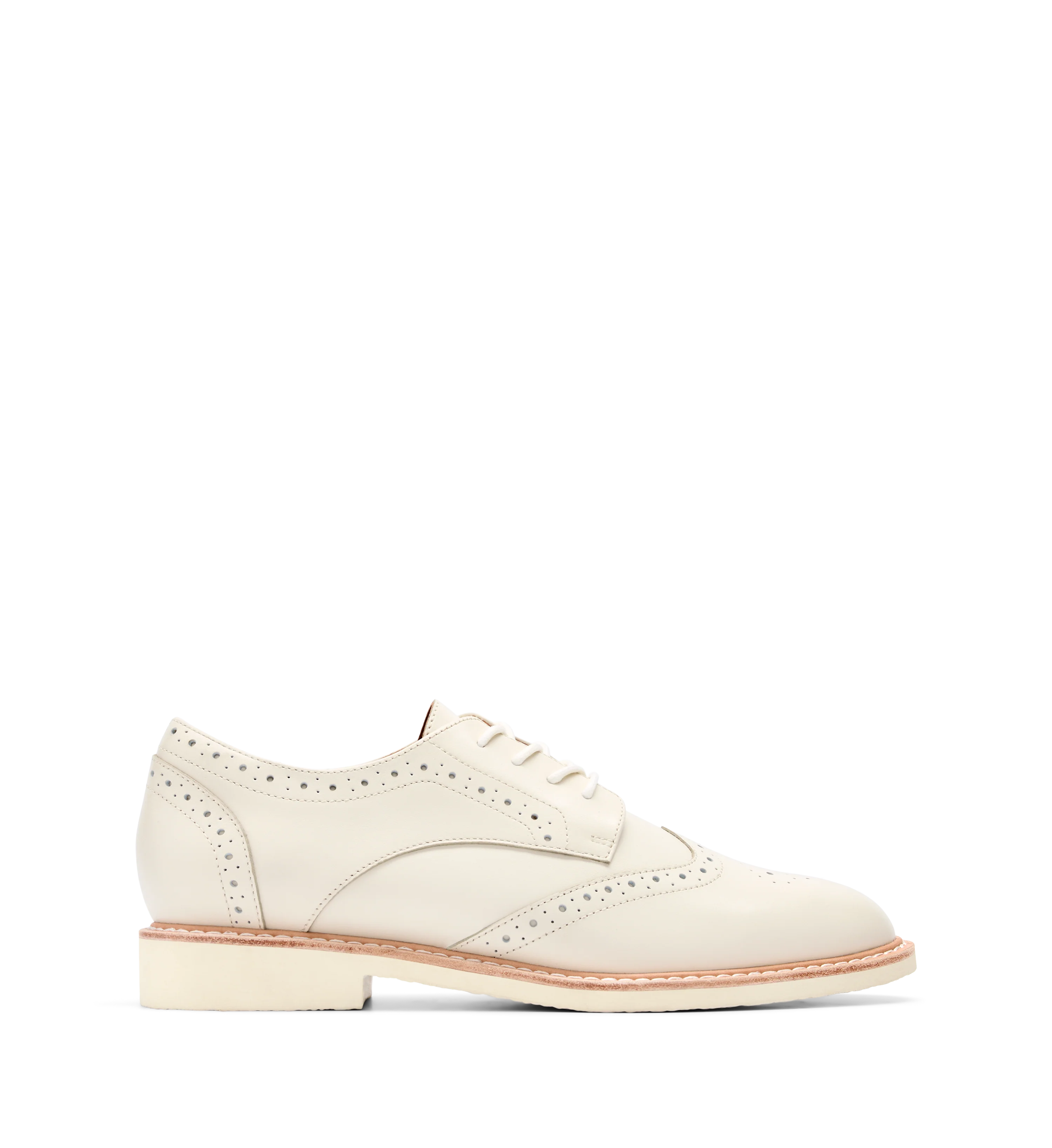 Astrapia Ecru Leather Lace Up Flats