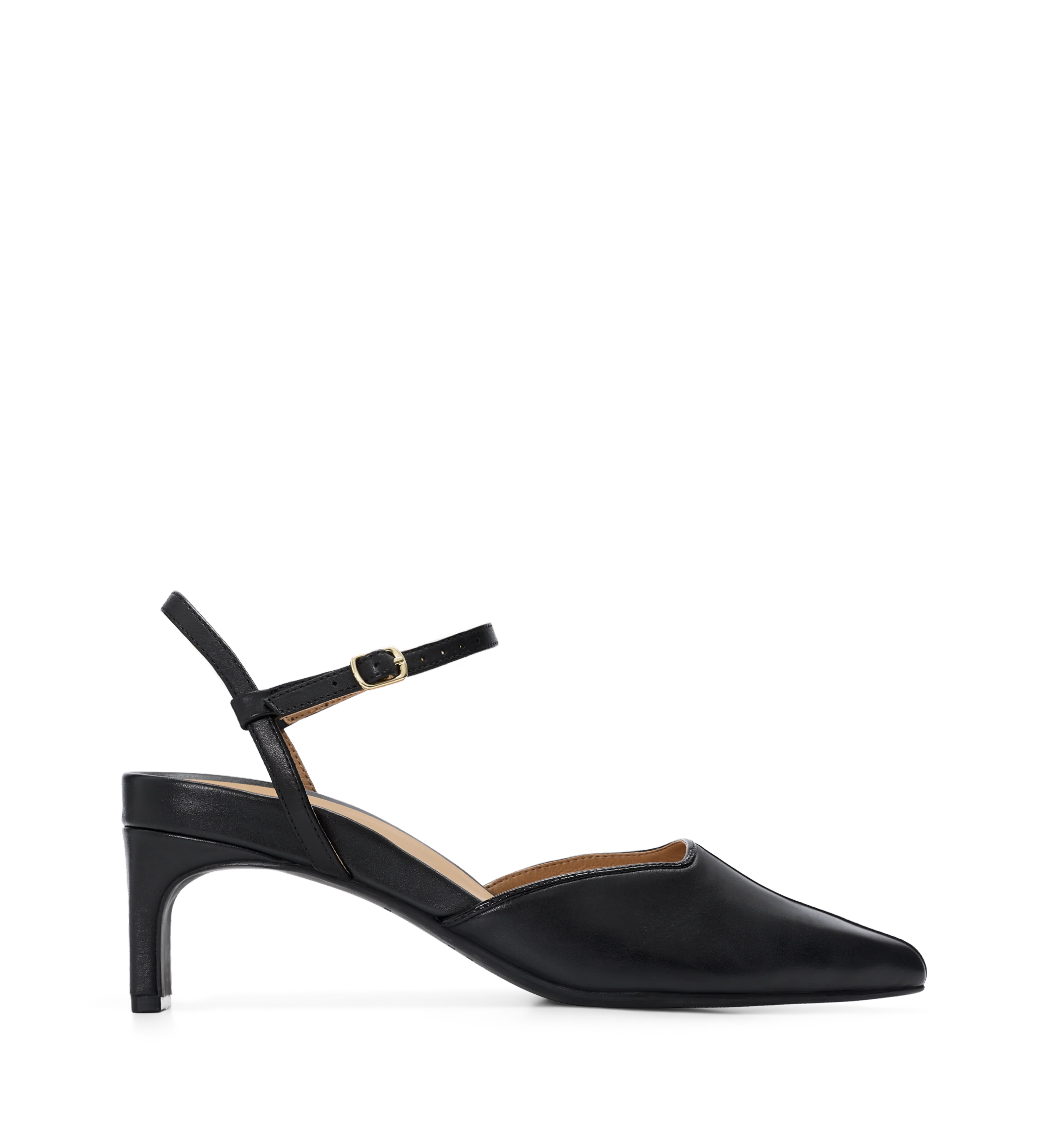 Sibia Black Leather & Patent Leather Low Heels
