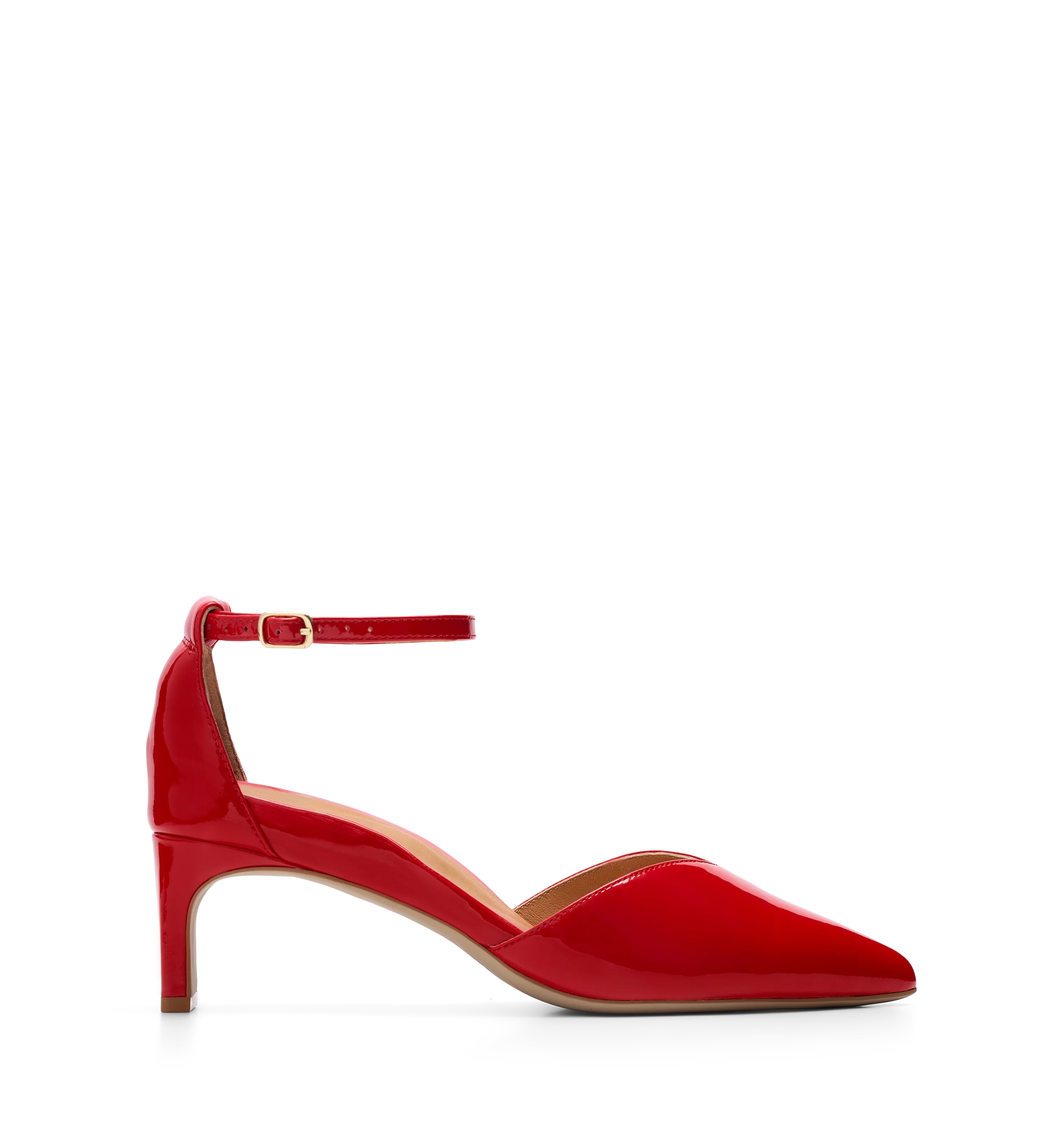 Lark Poppy Red Patent Leather Low Heels