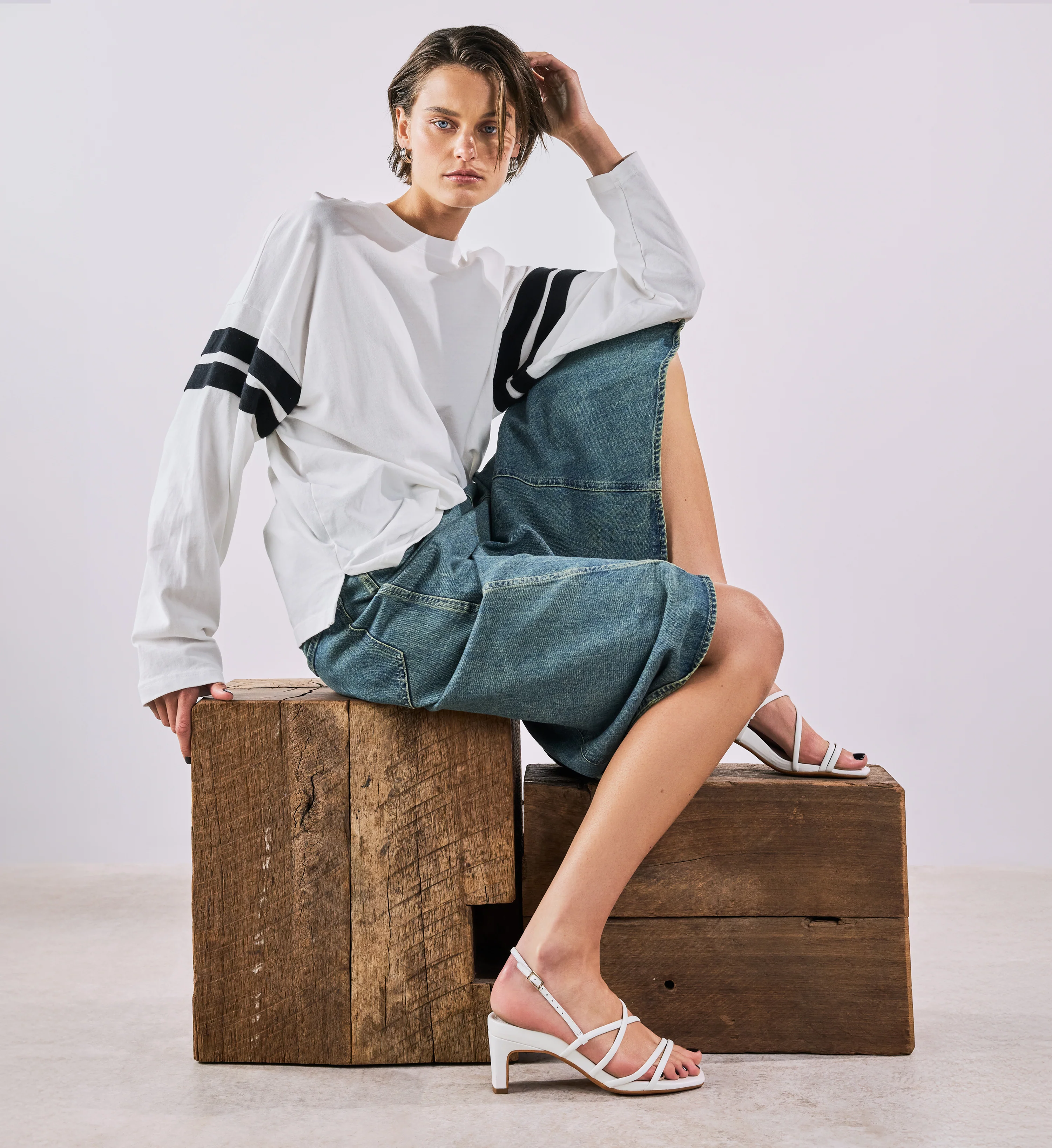 Sapayoa White Leather Low Heels