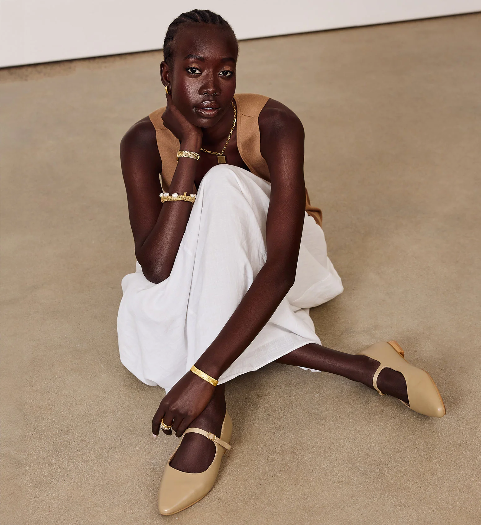 Inca 2 Taupe Leather Ballet Flats