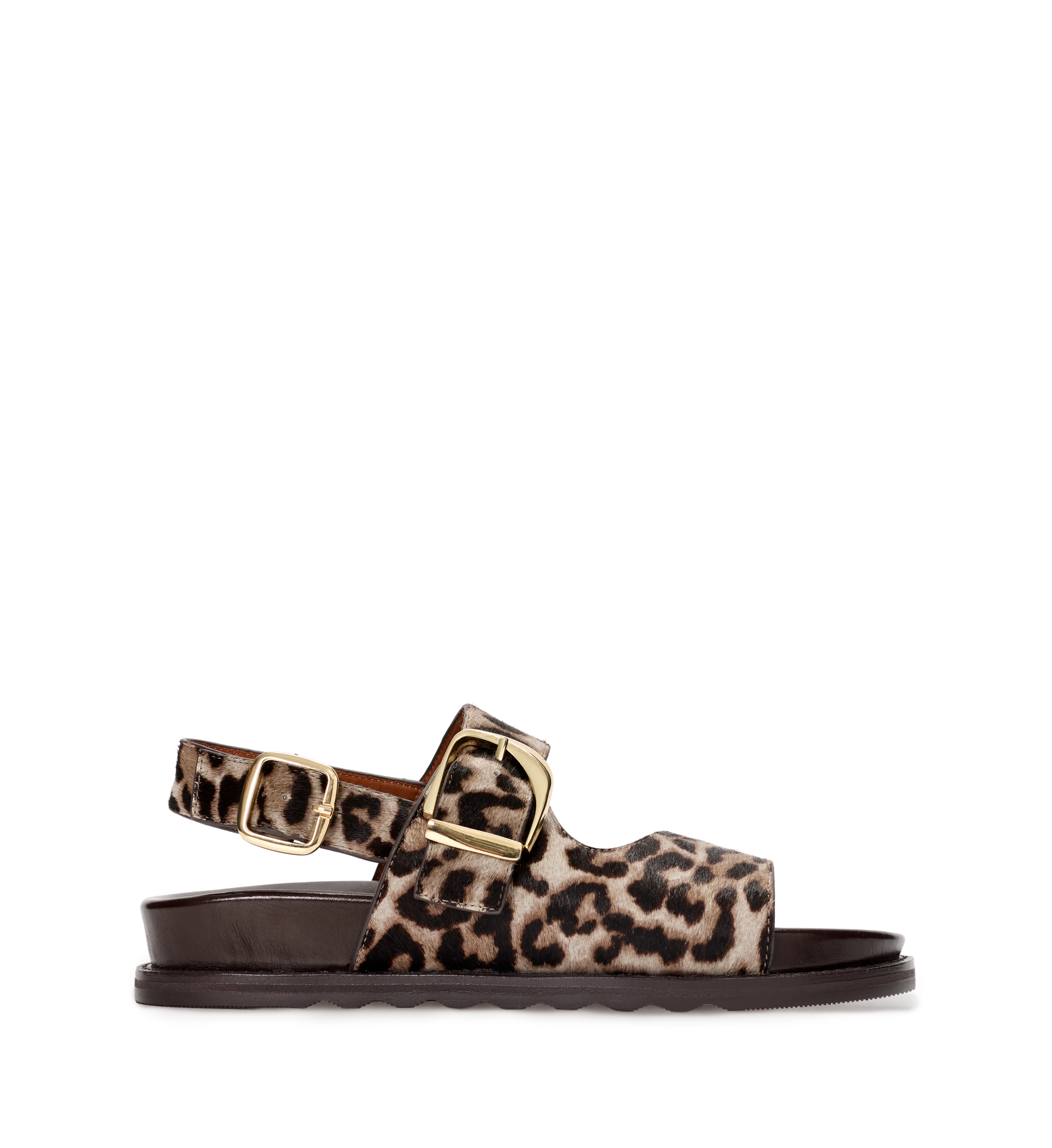 Turnstone Grey Leopard Print Calf Hair Chunky Sandals