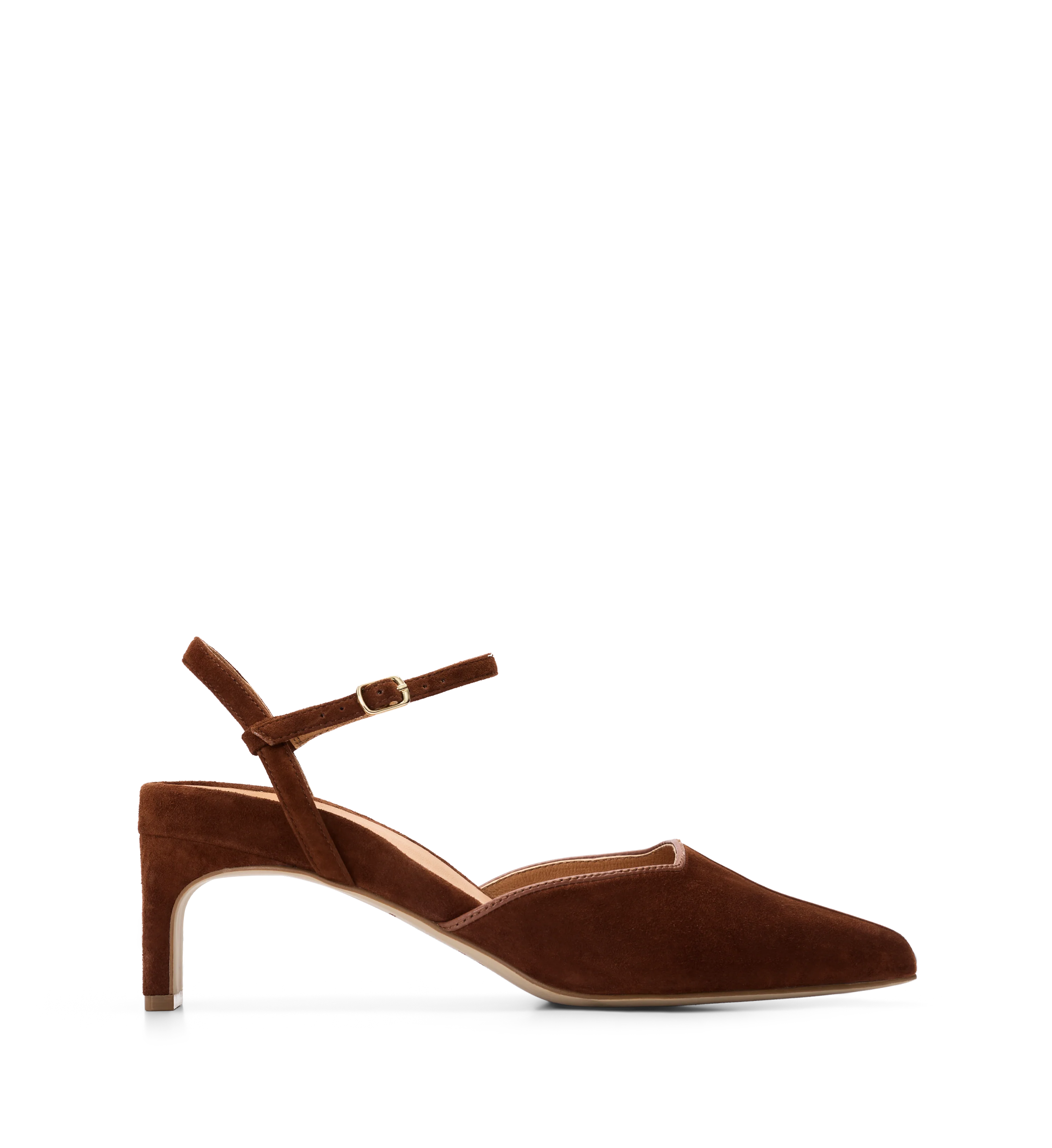 Sibia Dark Tan Suede & Leather Low Heels