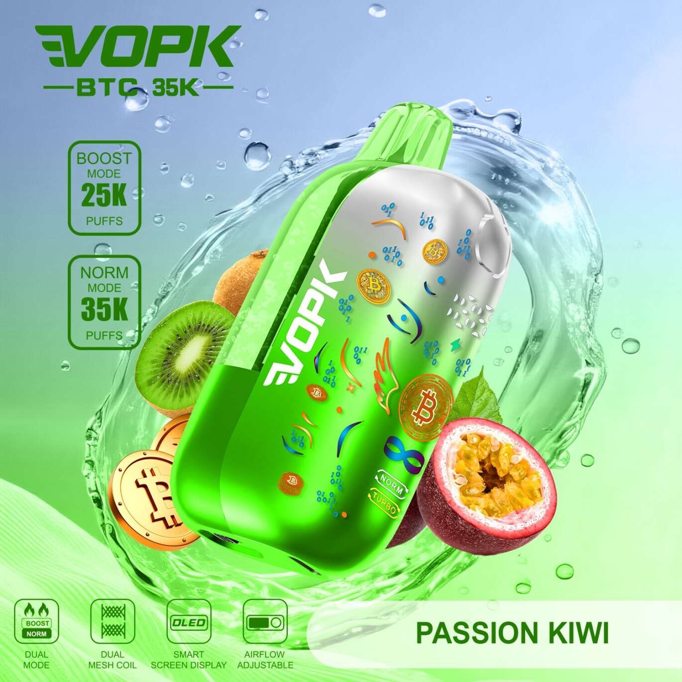 VOPK BTC 35000 35K Puffs Airflow Adjustable & Dual Mode Disposable Vape (Bitcoin Edition) product image