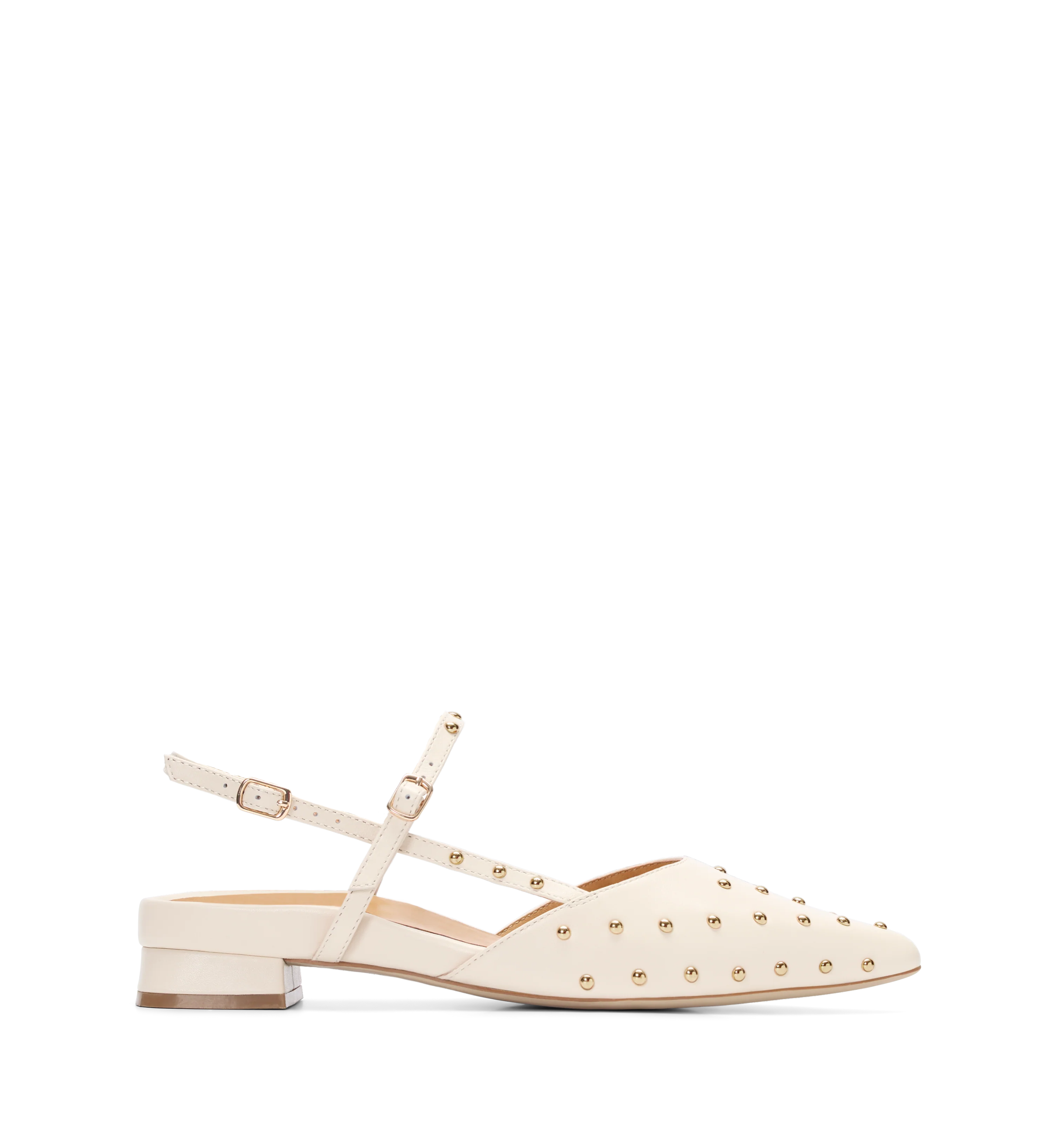 Firecrown 2 Ecru Leather & Hardware Flats