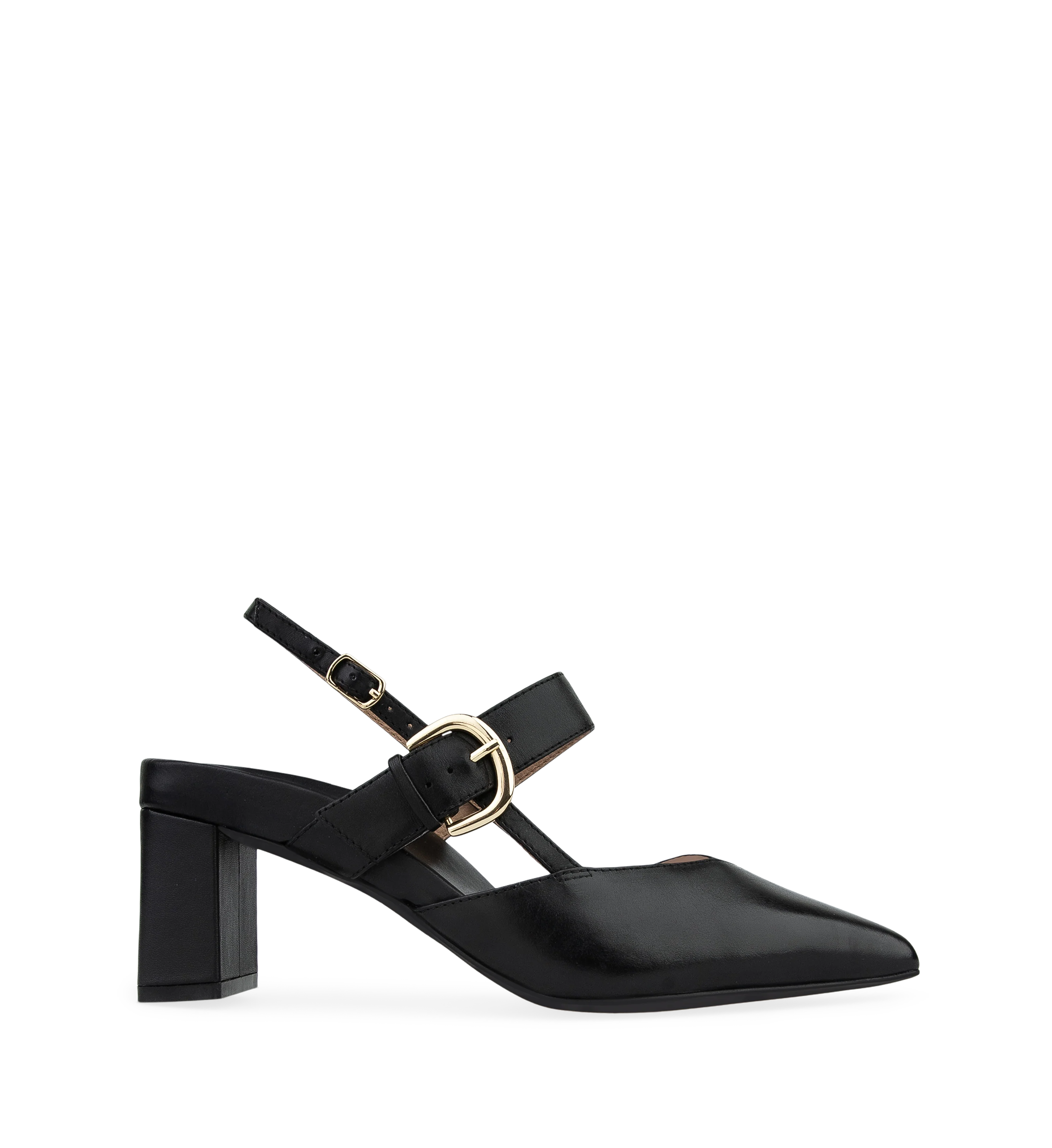 Lancebill Black Leather Low Heels
