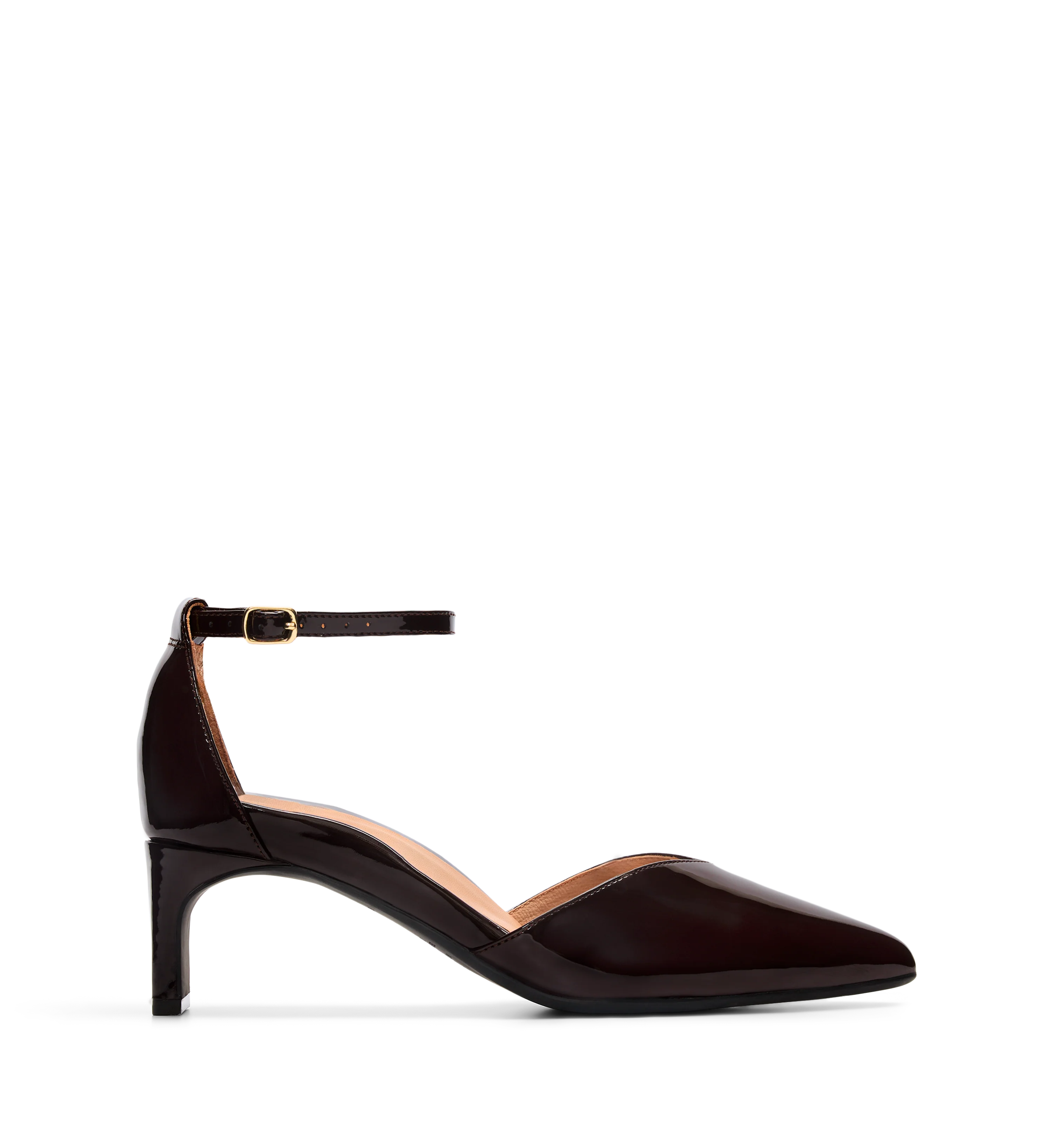 Lark Chocolate Brown Patent Leather Low Heels