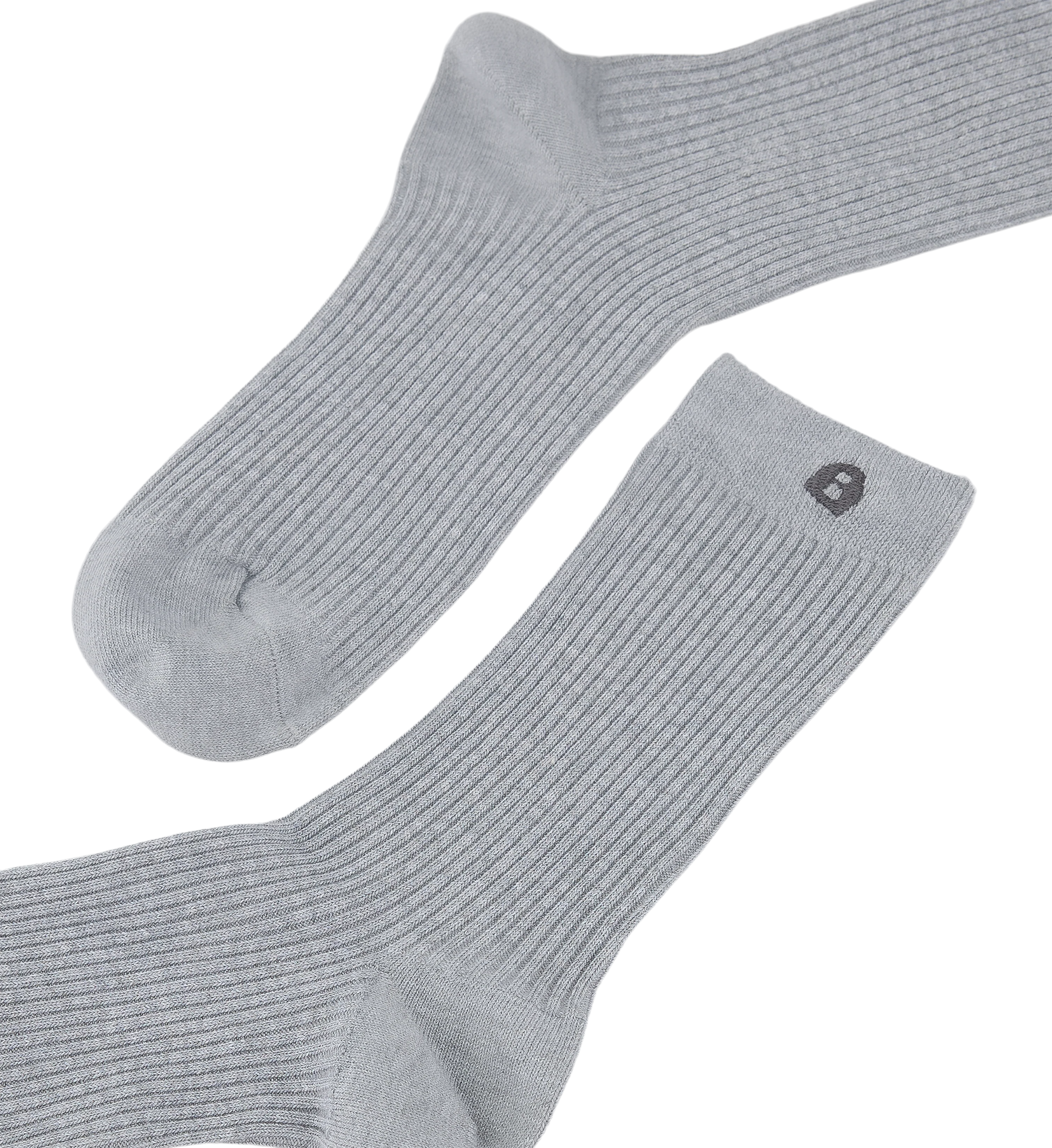 Womens Crew Socks 2pk Grey Marle Cotton Blend