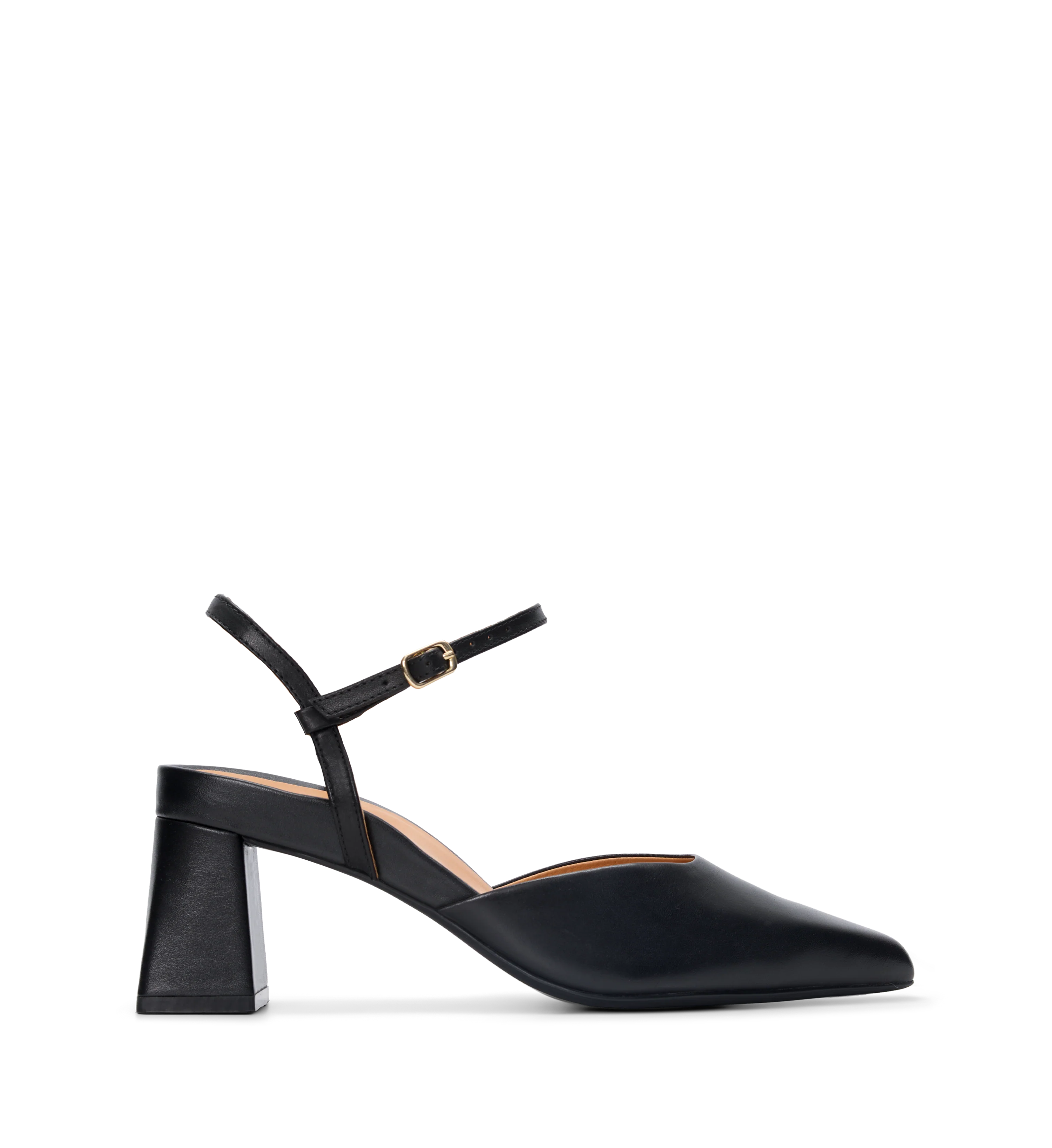 Calandra Black Leather Low Heels