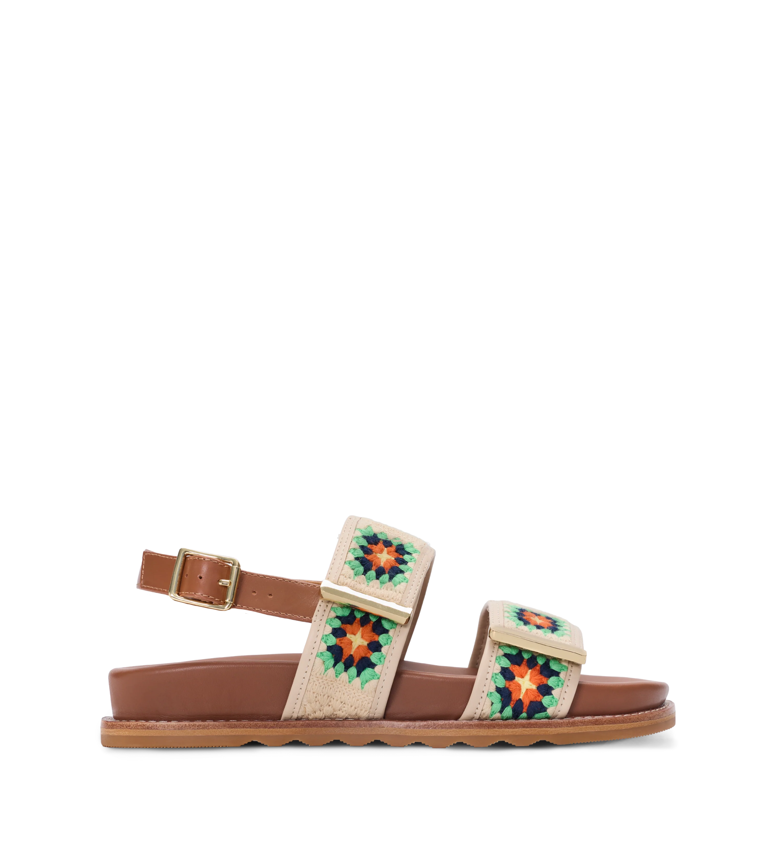 Goura Spring Green Crochet & Hardware Chunky Sandals