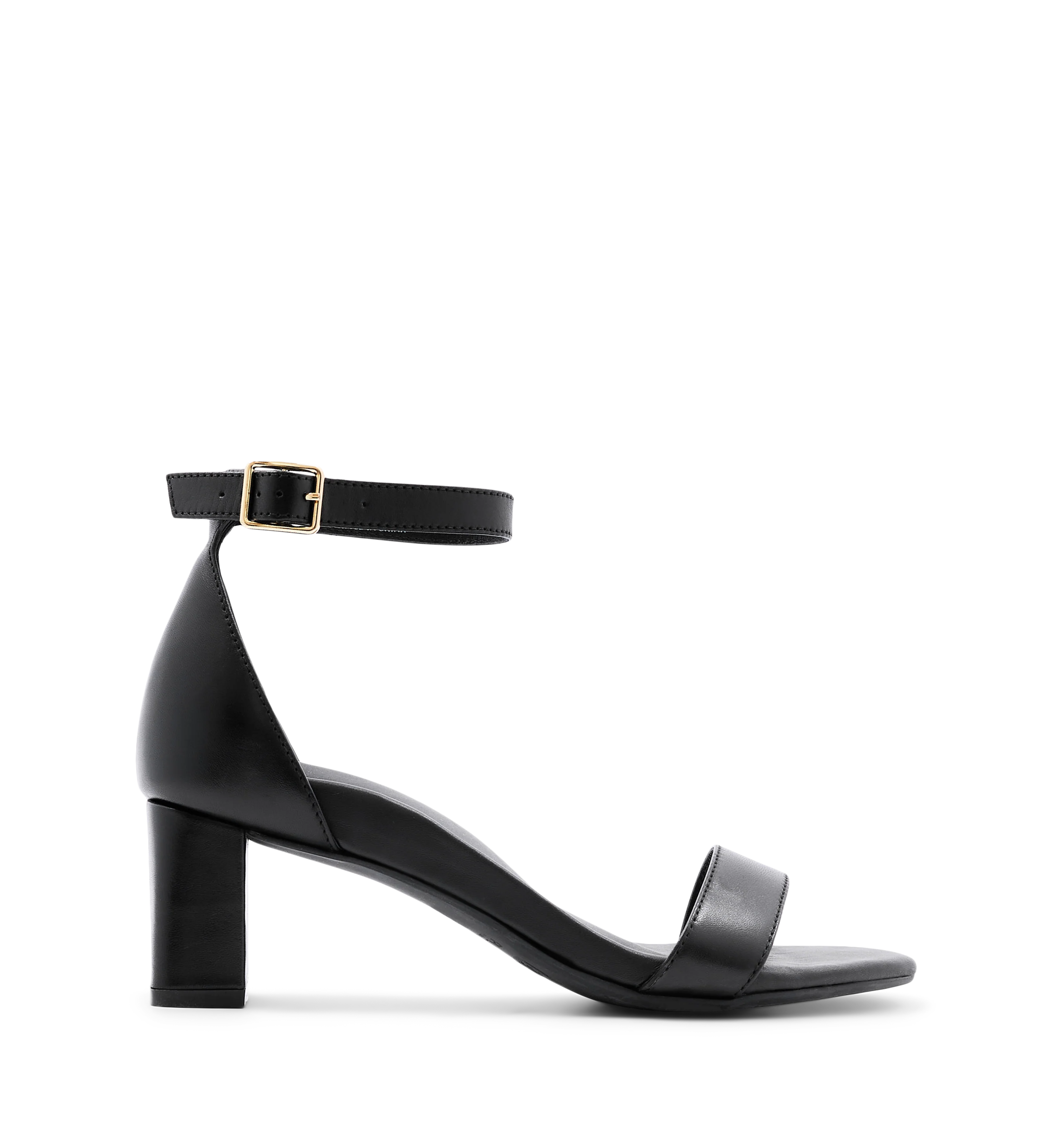 Coracia Black Leather Low Heels