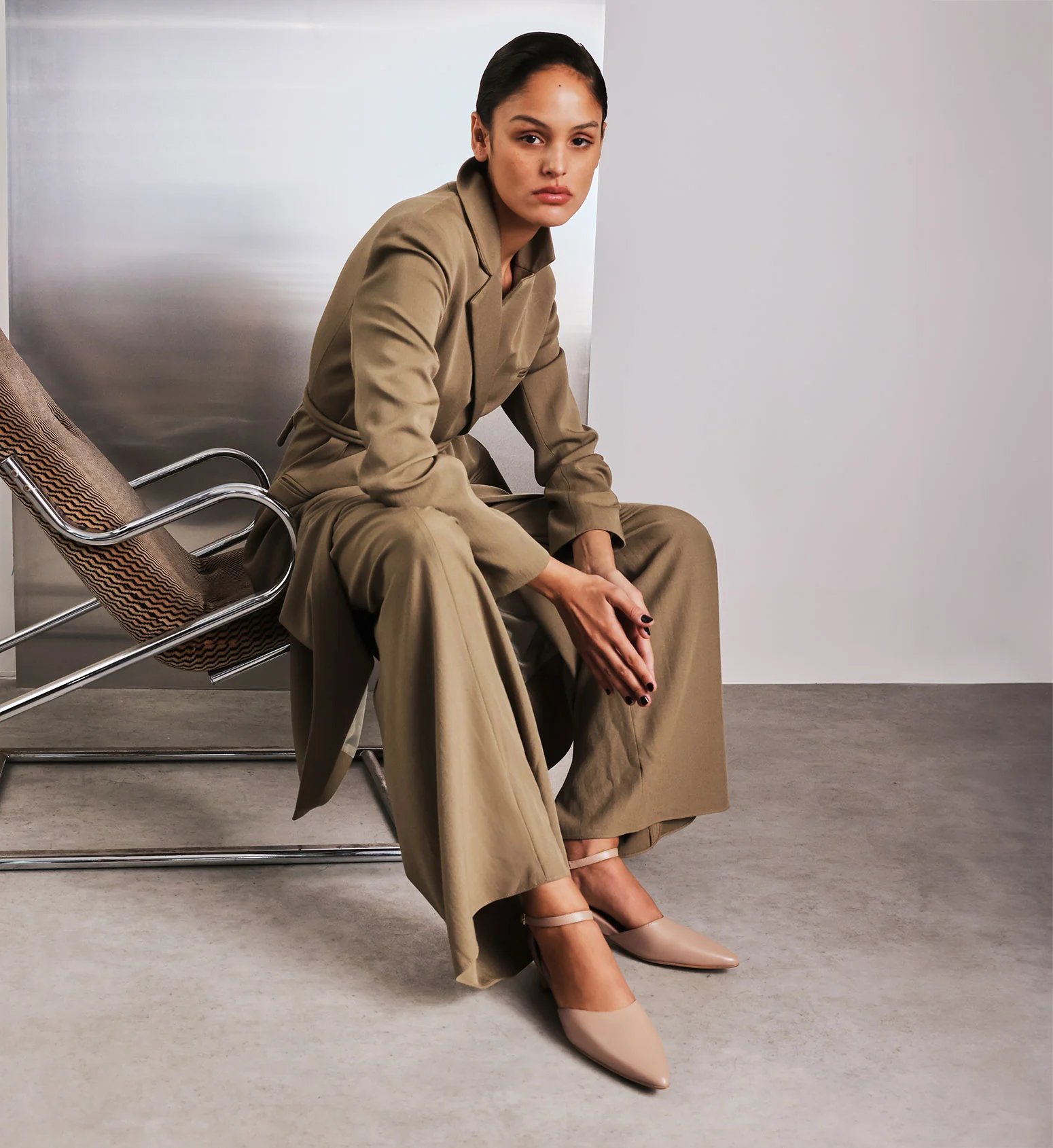 Eagle Blush Beige Leather Flats