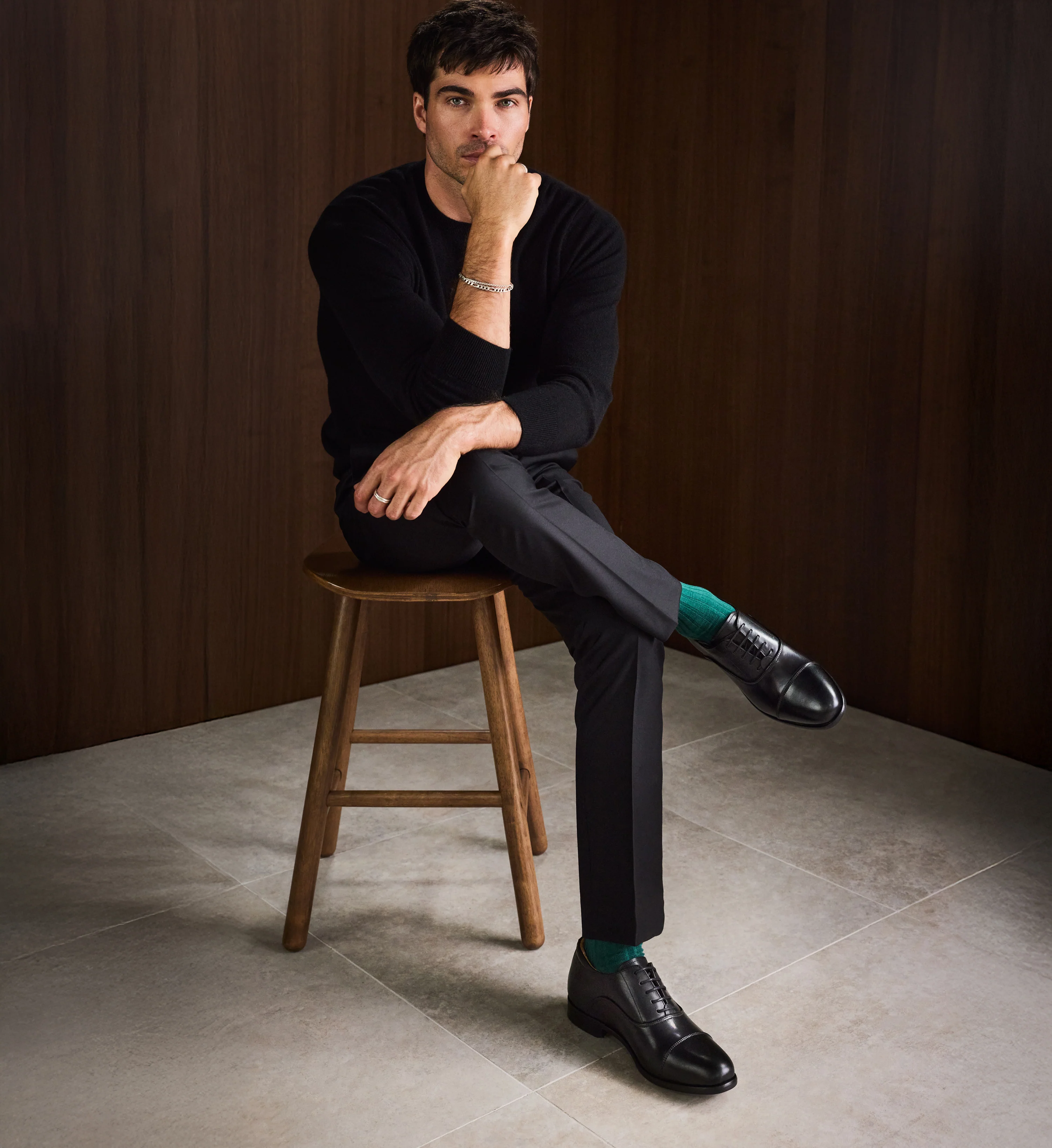 Francium Black Leather Lace Up Dress Shoes