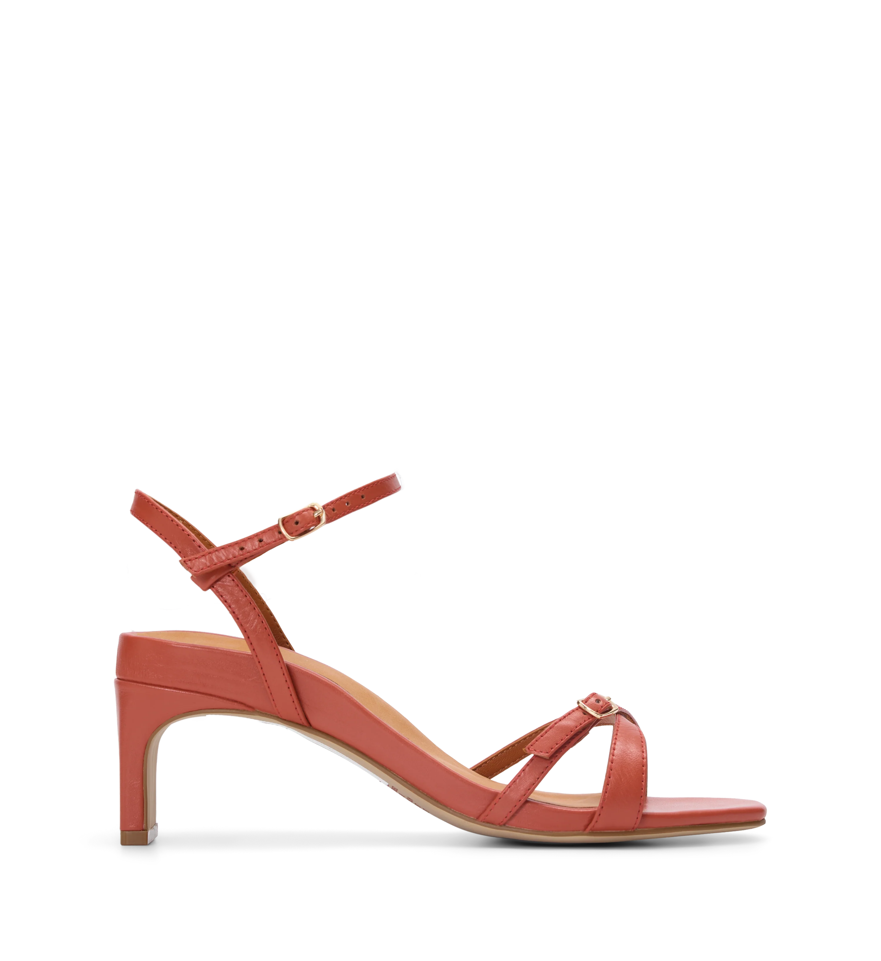 Monarch Terracotta Leather Low Heels