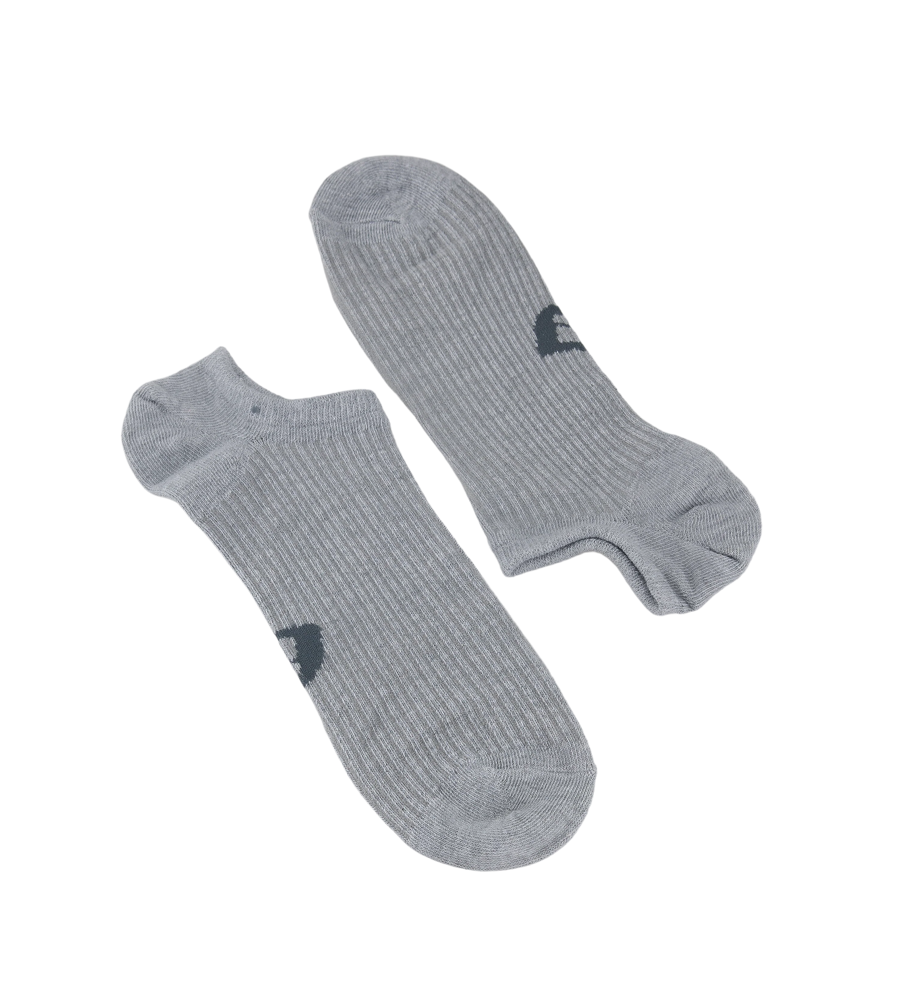Mens Invisible Socks 3pk Grey Marle Cotton Blend