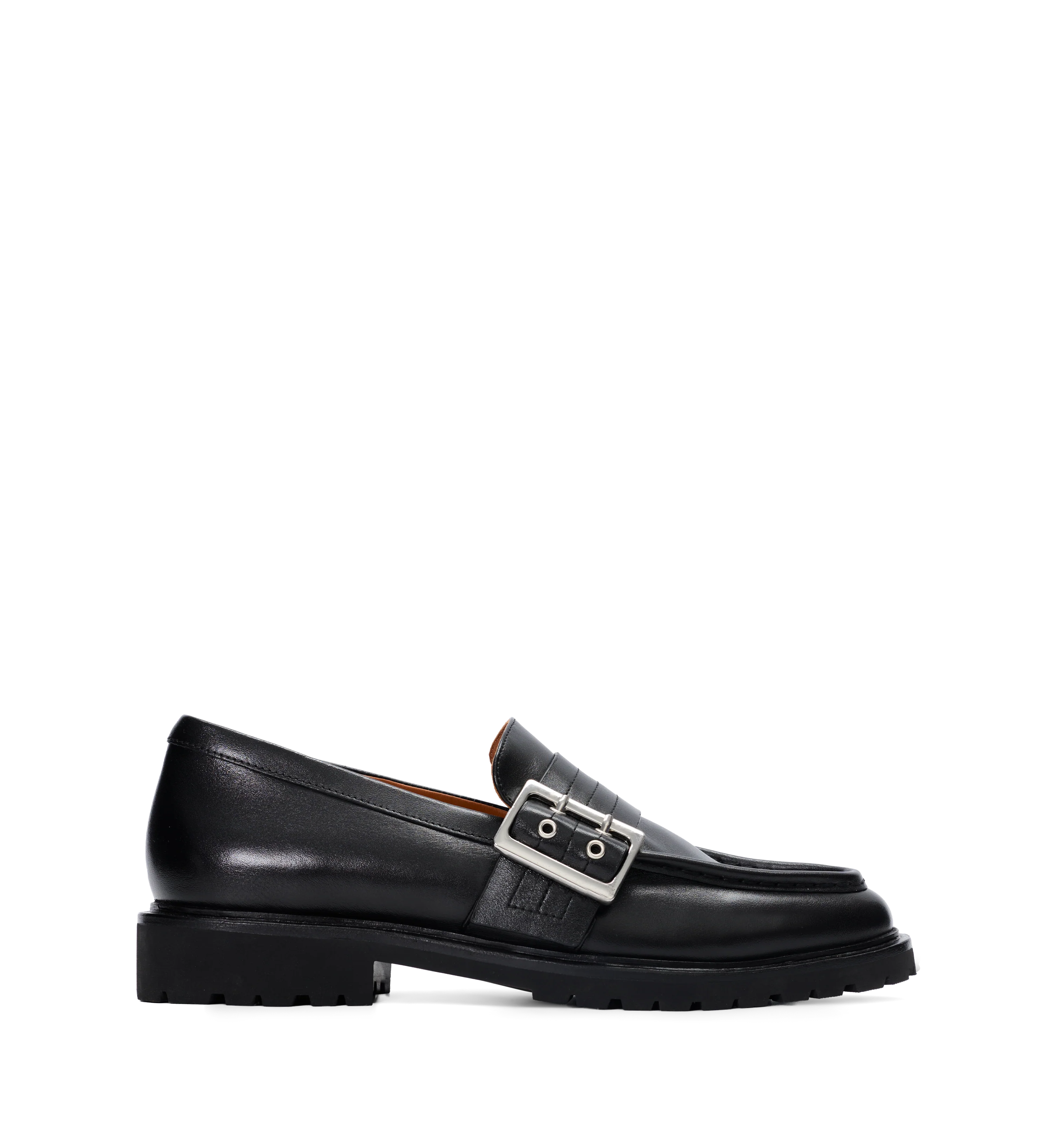 Dovekie Black Leather & Hardware Loafers