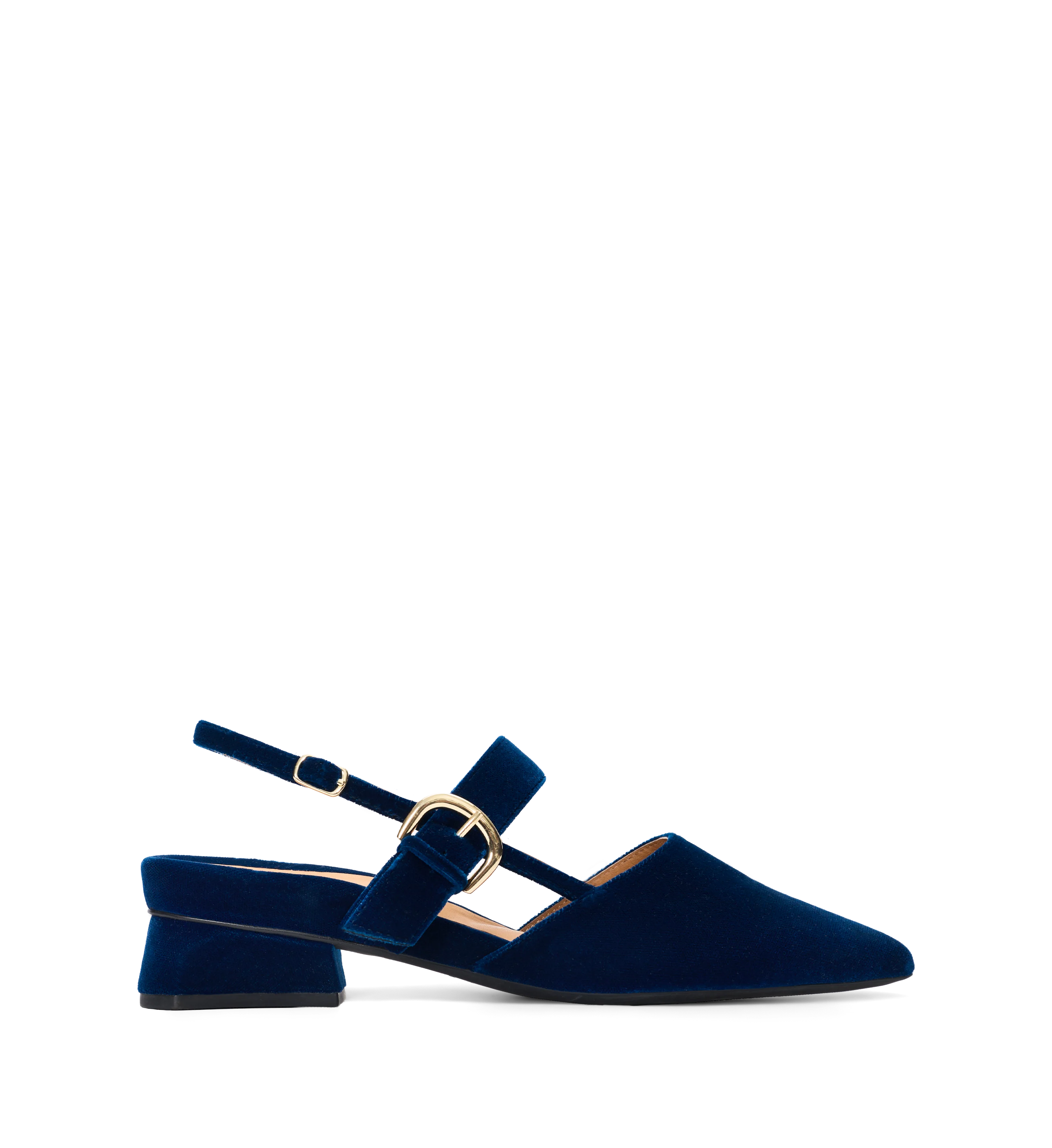 Eider Deep Teal Blue Velvet Flats