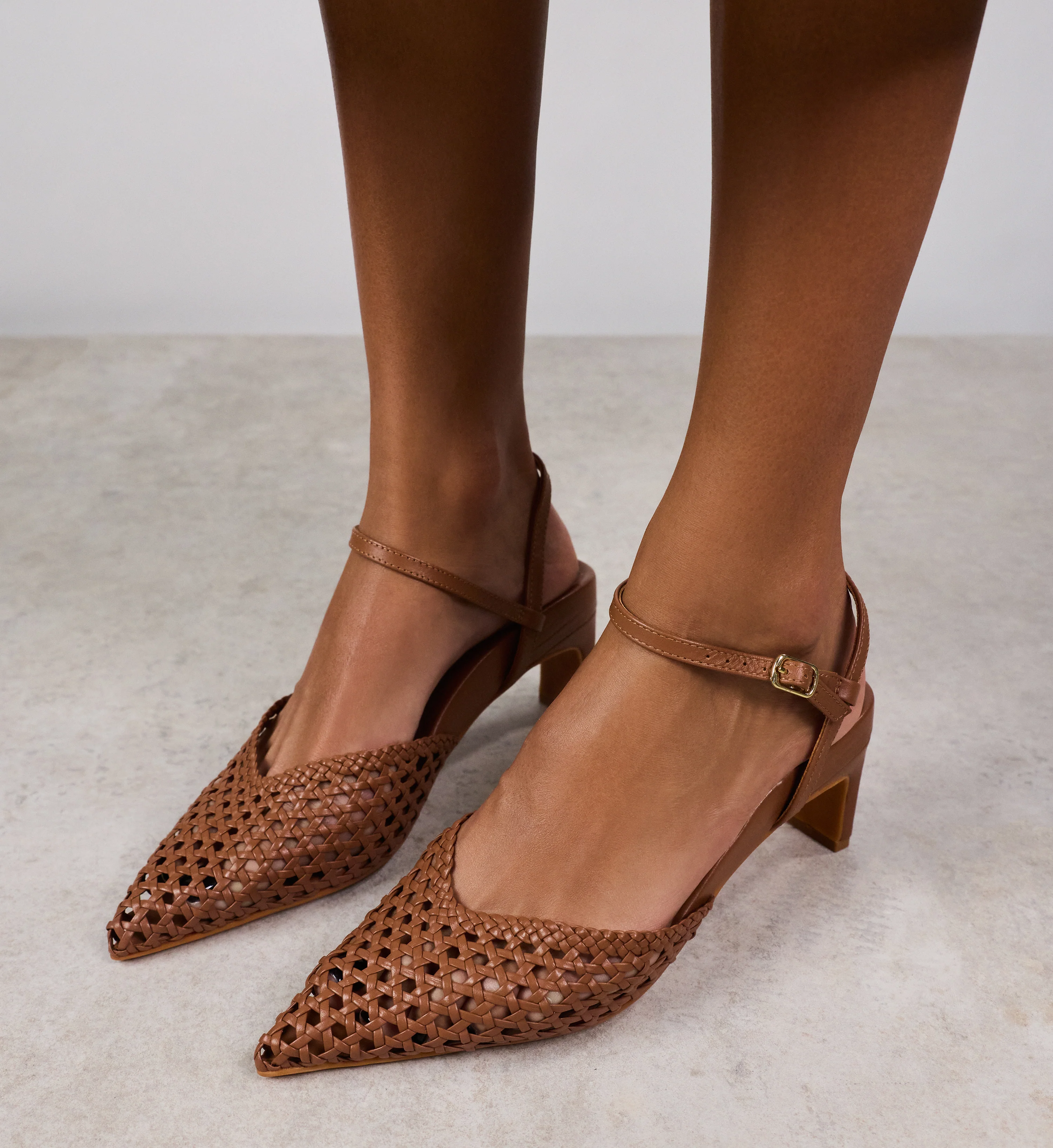 Attila Walnut Tan Leather Low Heels