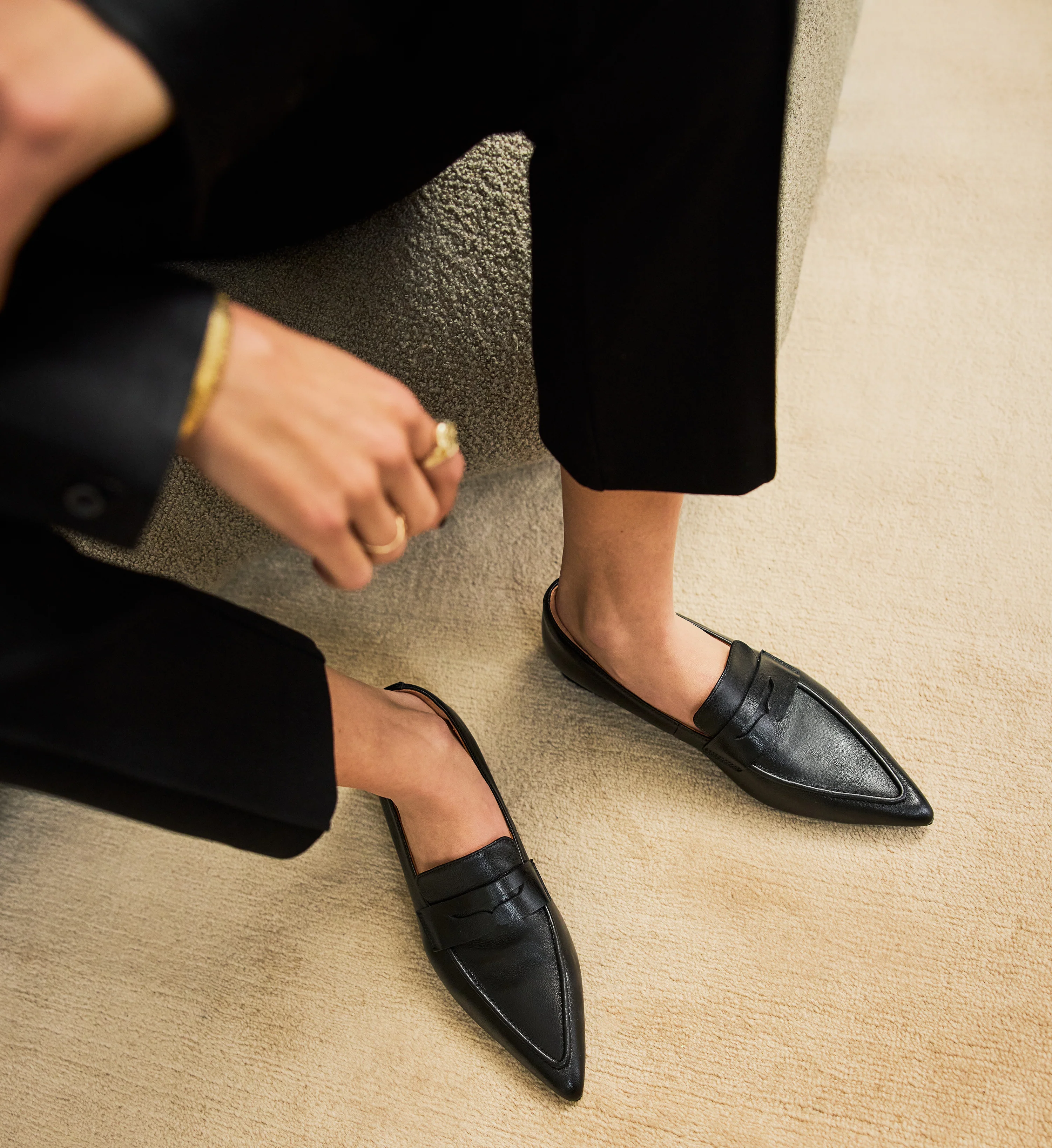 Ninox Black Leather Loafers
