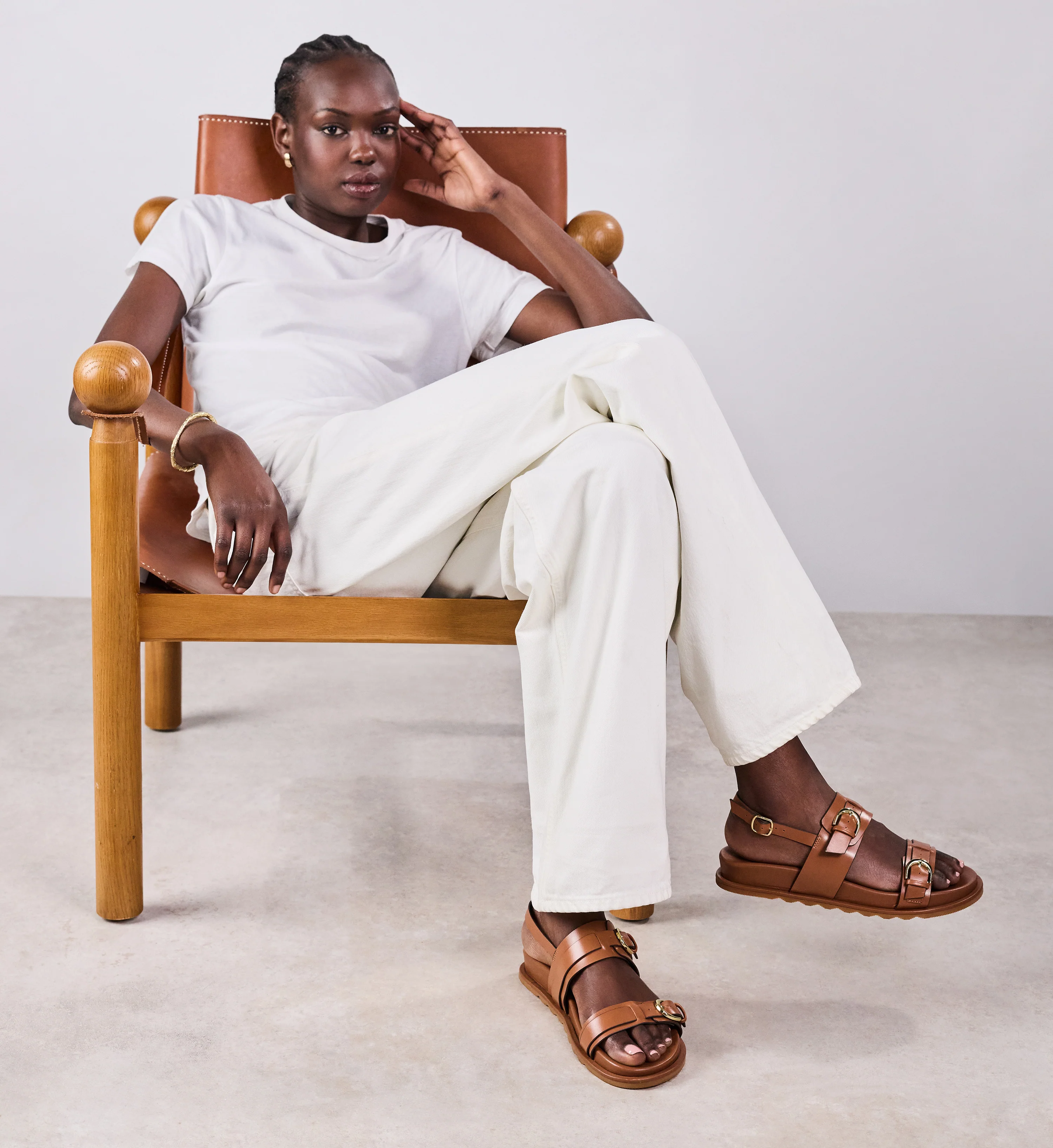 Ardenna Tan Leather Chunky Sandals