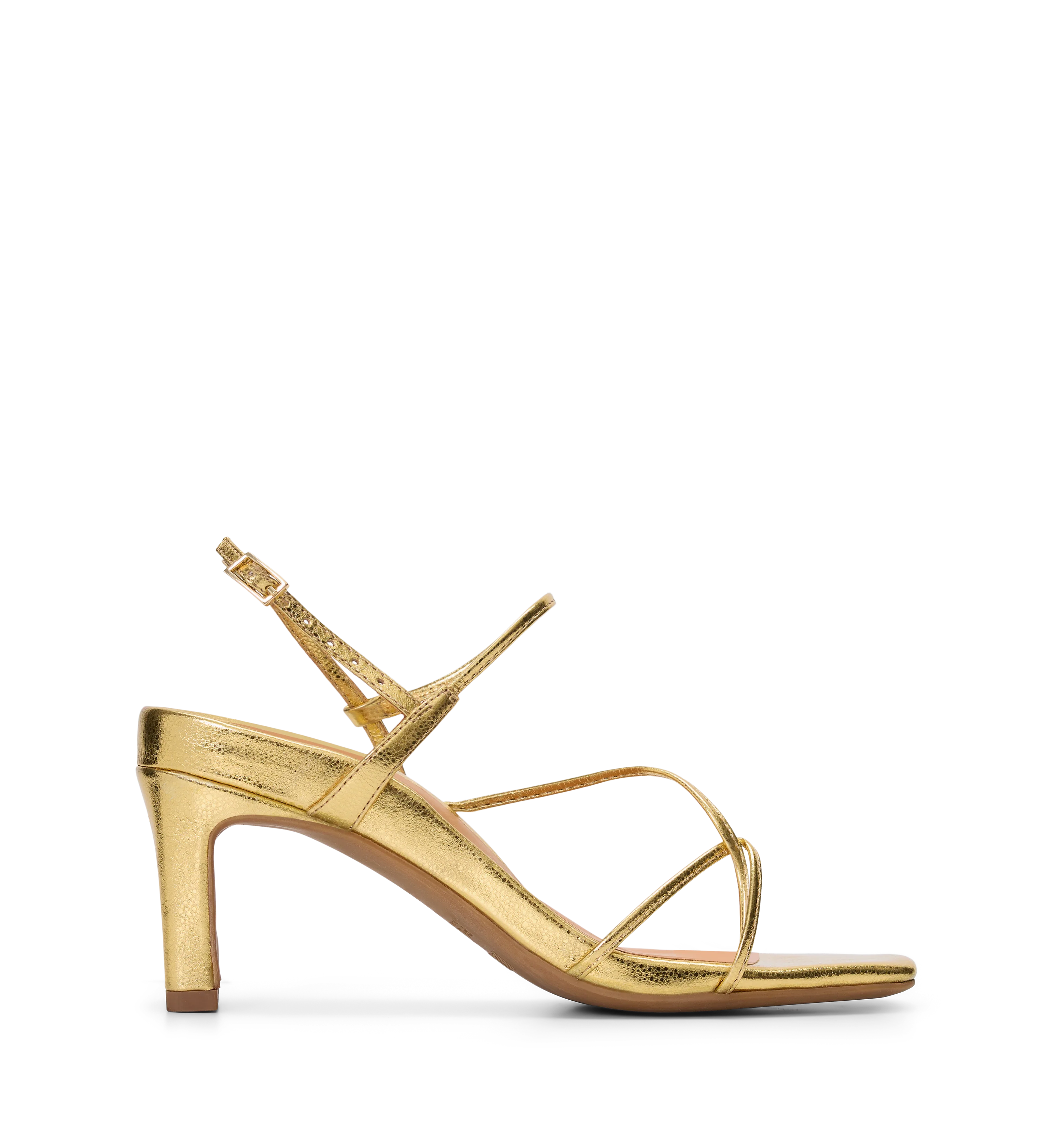 Lullula Bright Gold Emboss Leather High Heels