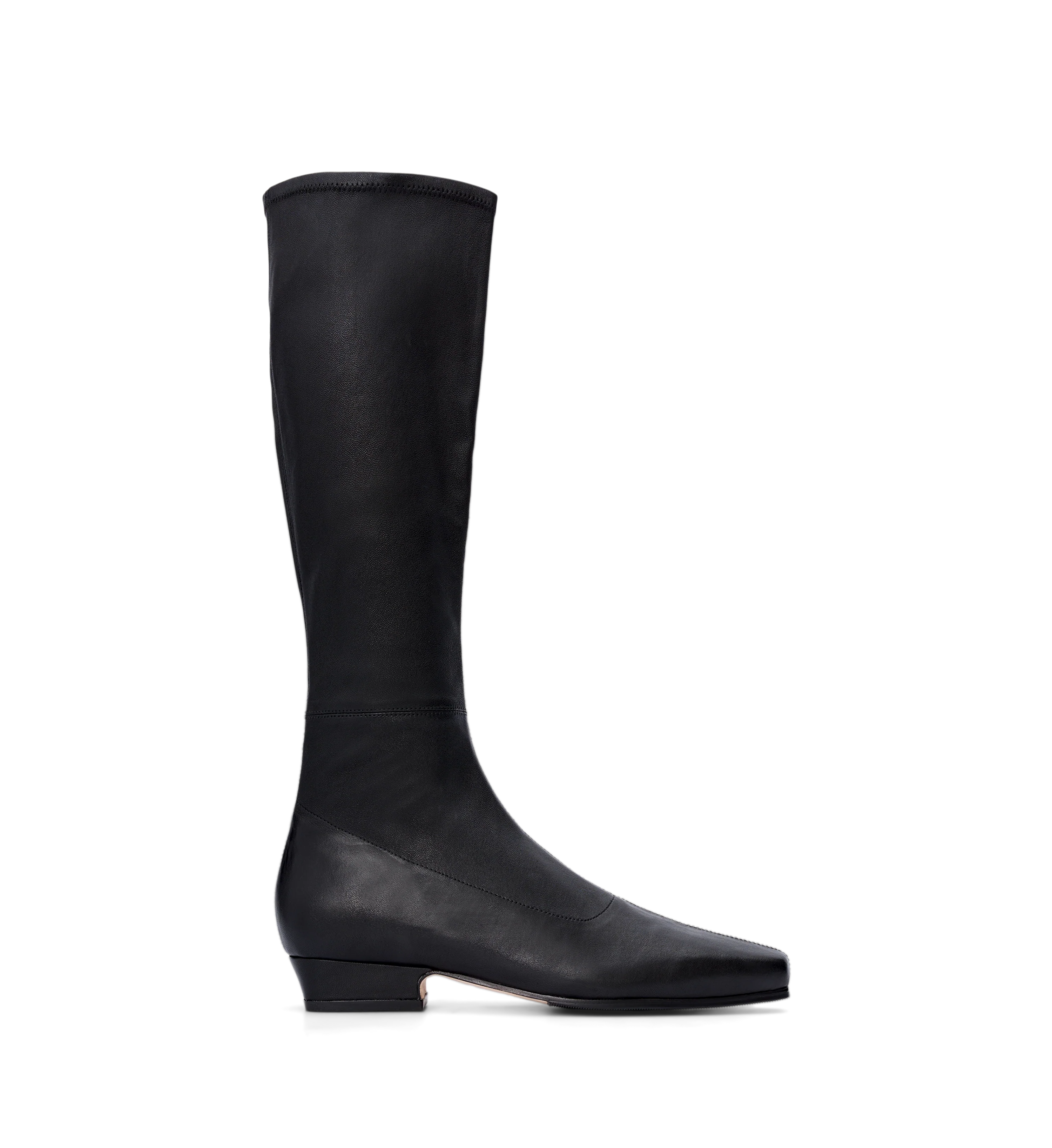 Remiz Black Stretch Leather Knee High Boots