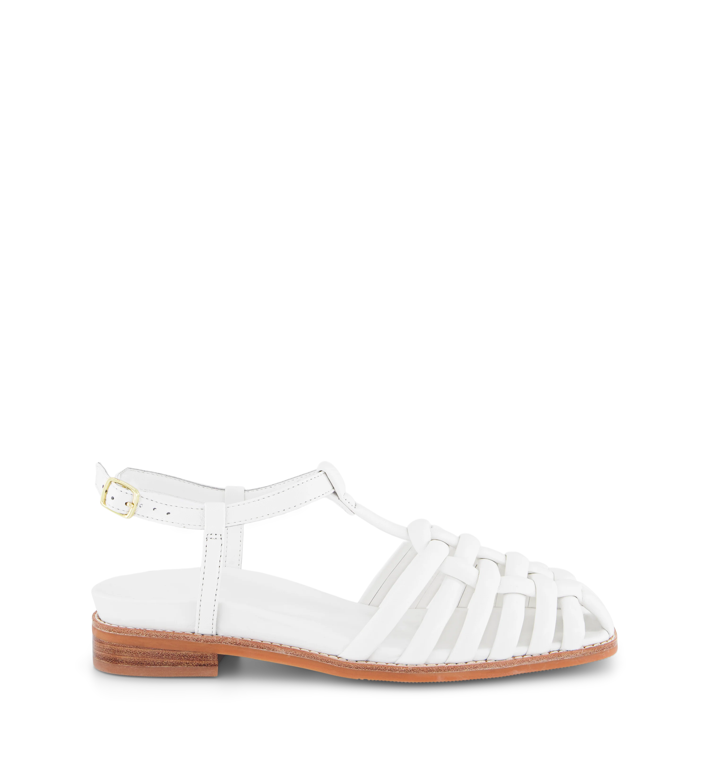 Mejiro White Leather Sandals