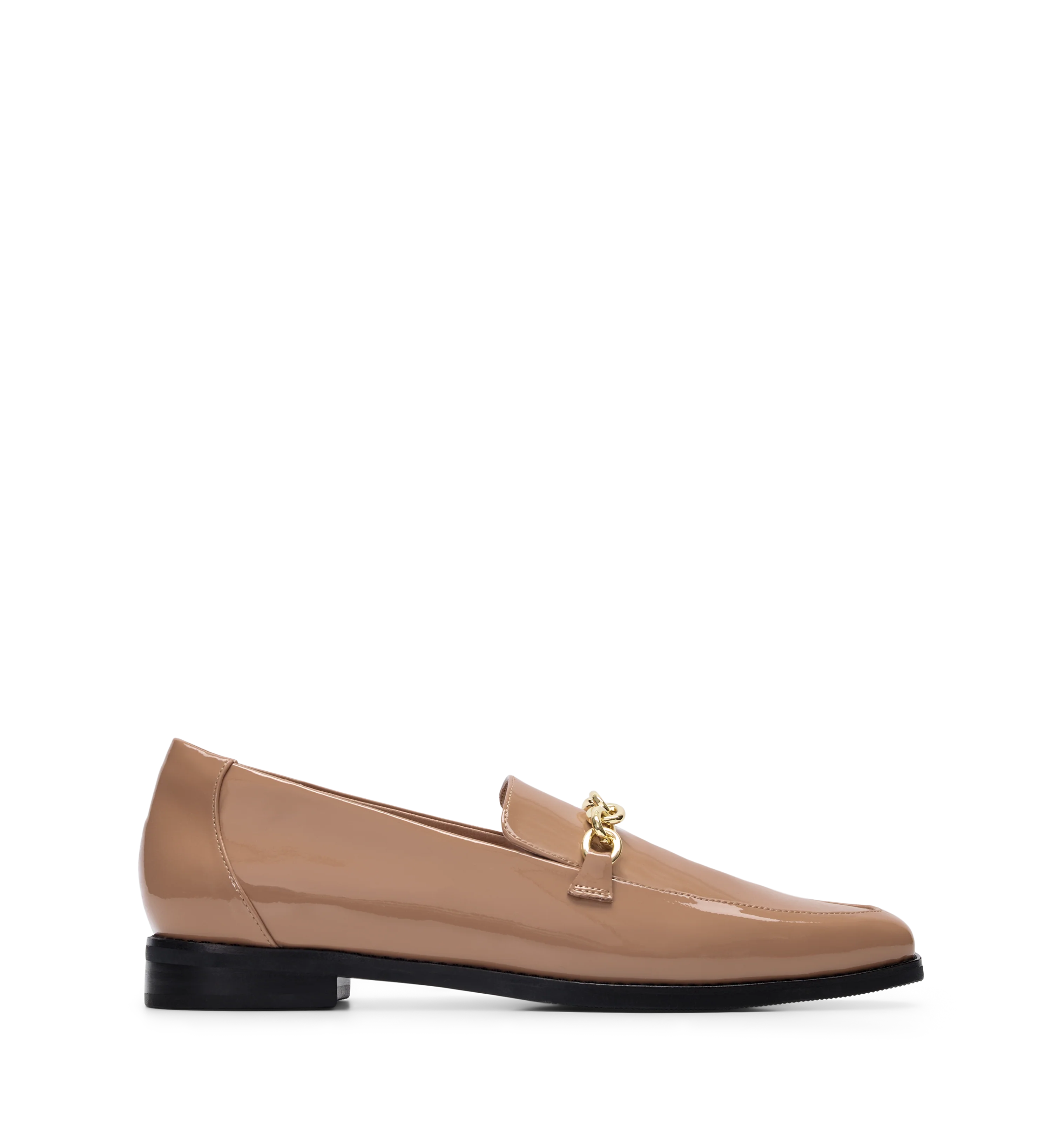 Whooper Blush Beige Patent Leather & Hardware Loafers