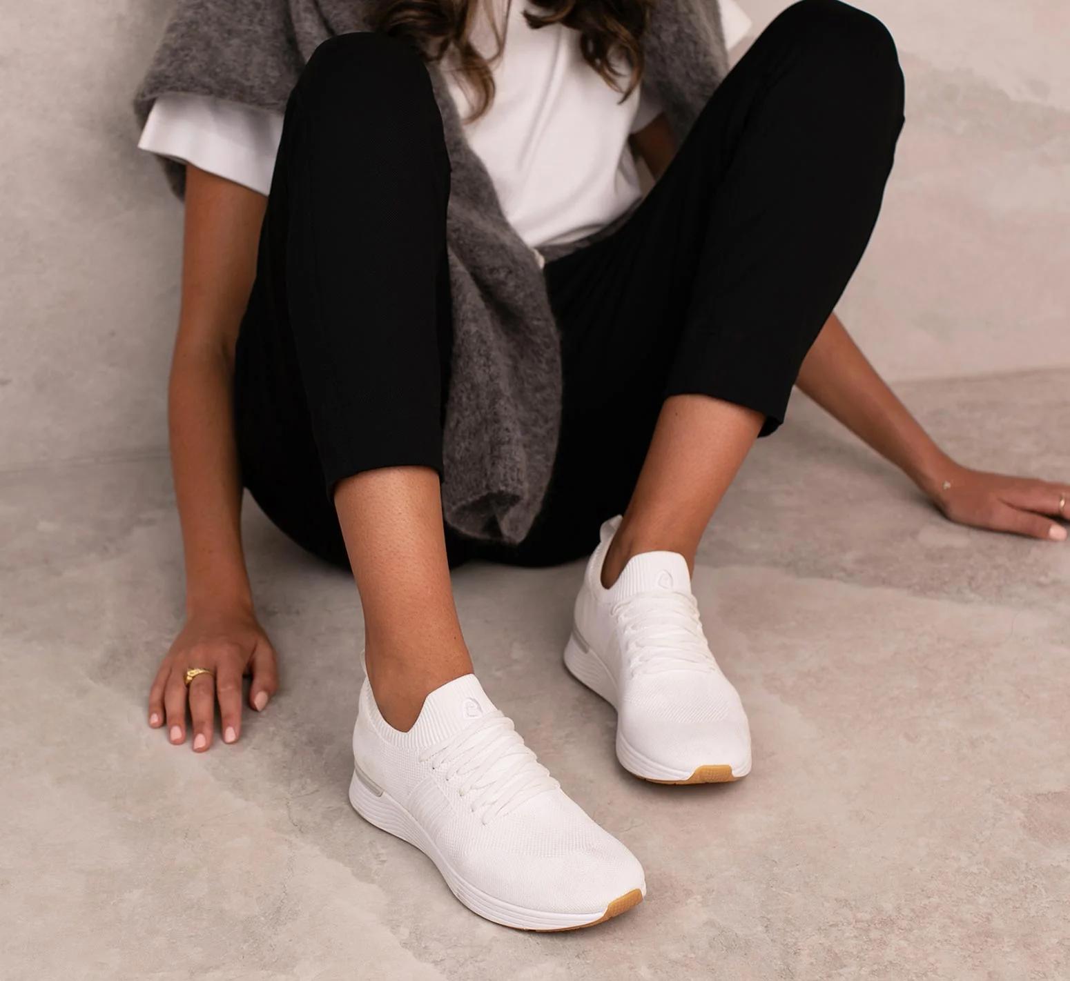 Jinzo White Knit Sneakers