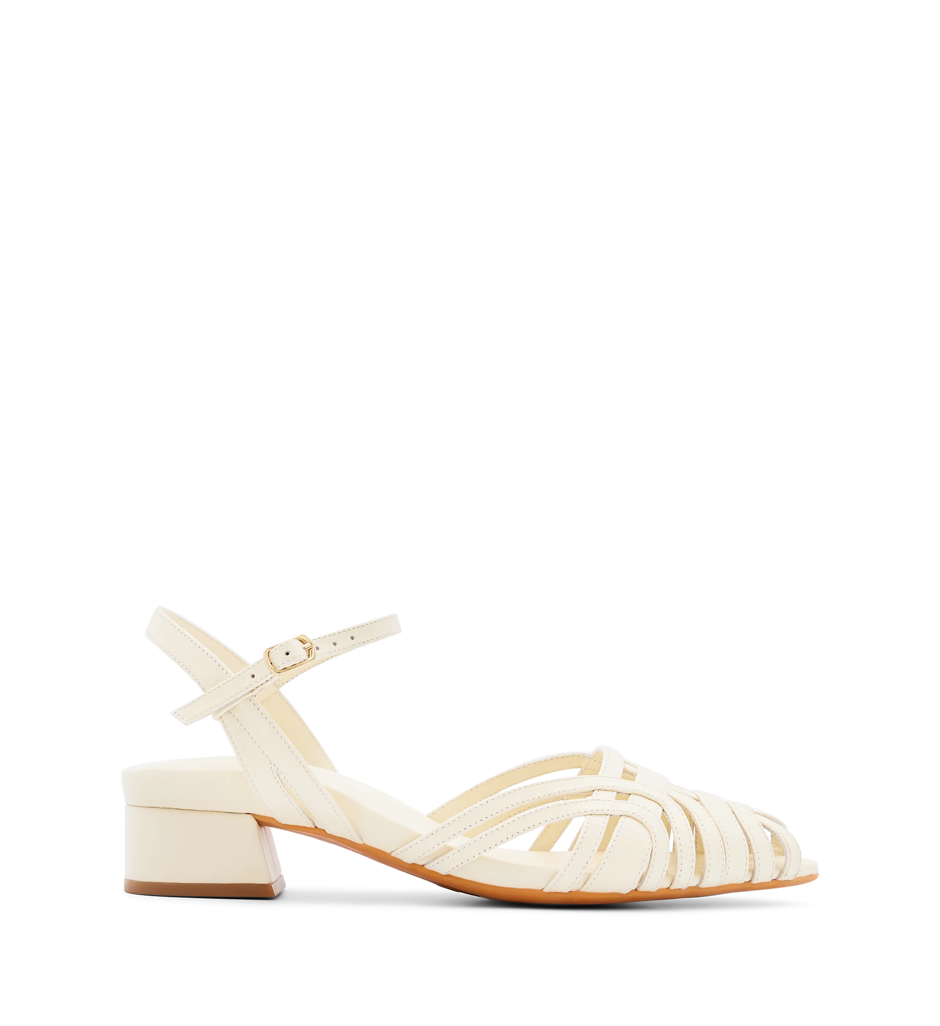 Ratite Ecru Leather Casual Heels