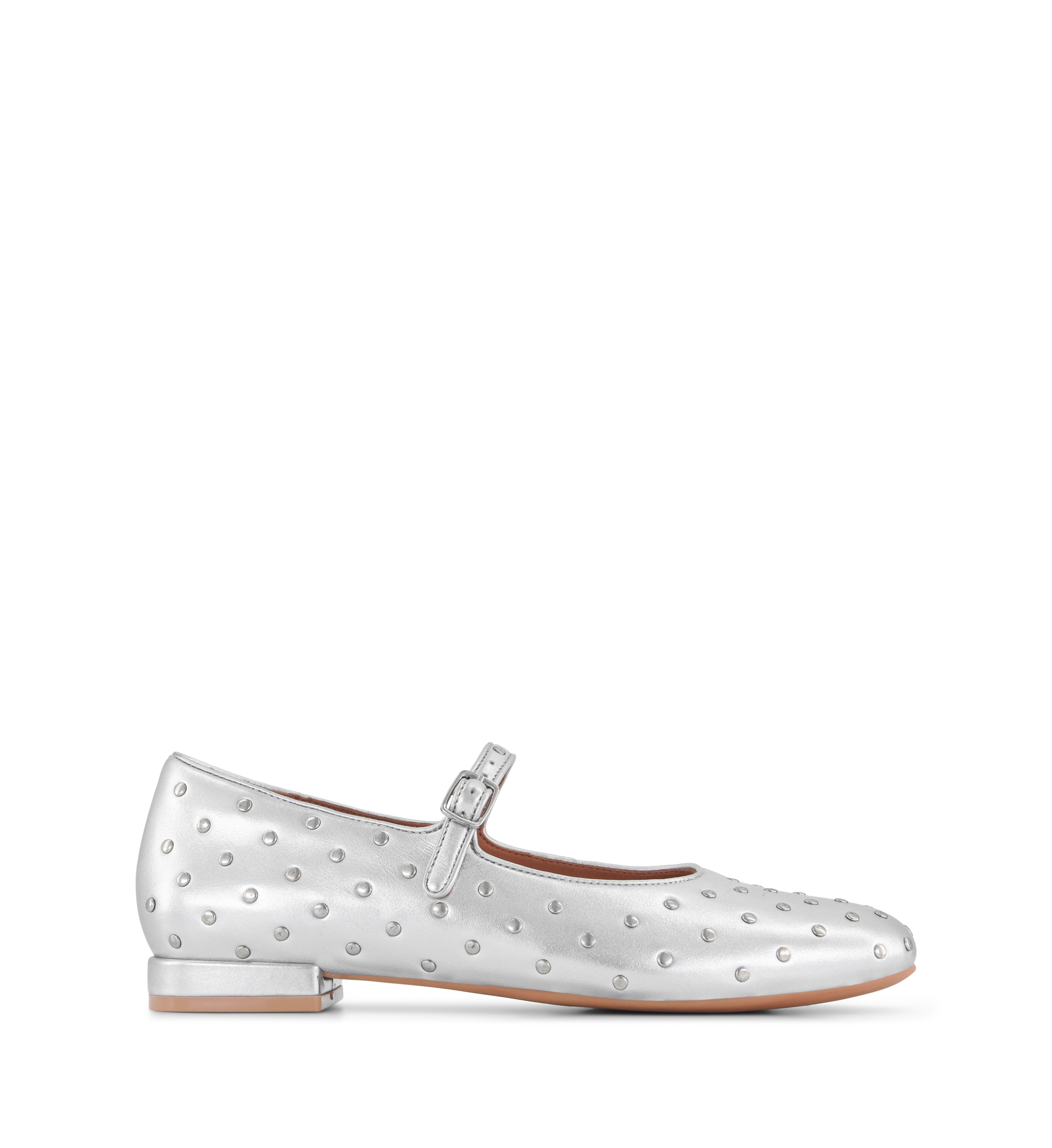 Whydah Silver Leather & Hardware Ballet Flats