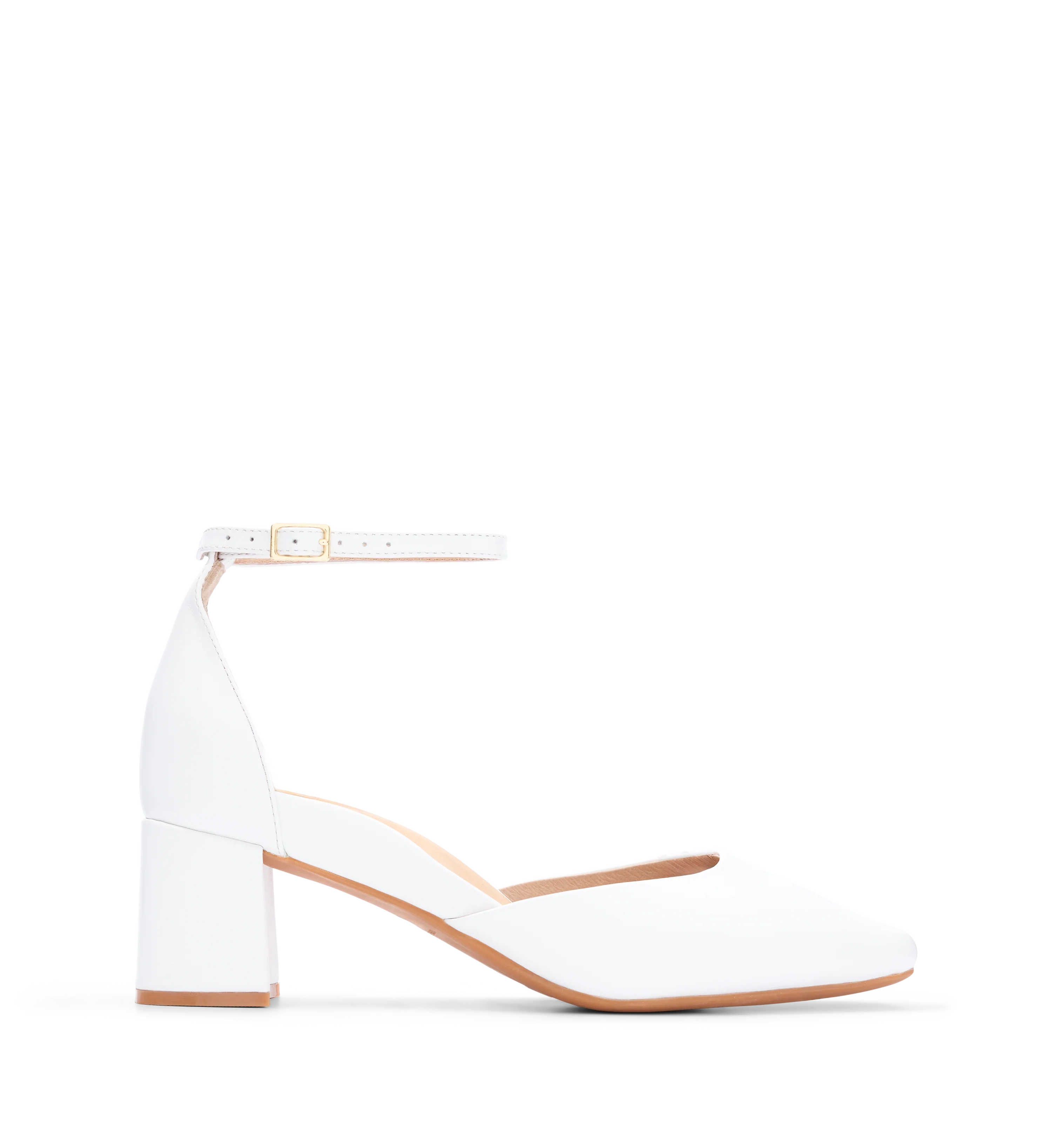 Gavilan White Leather Low Heels