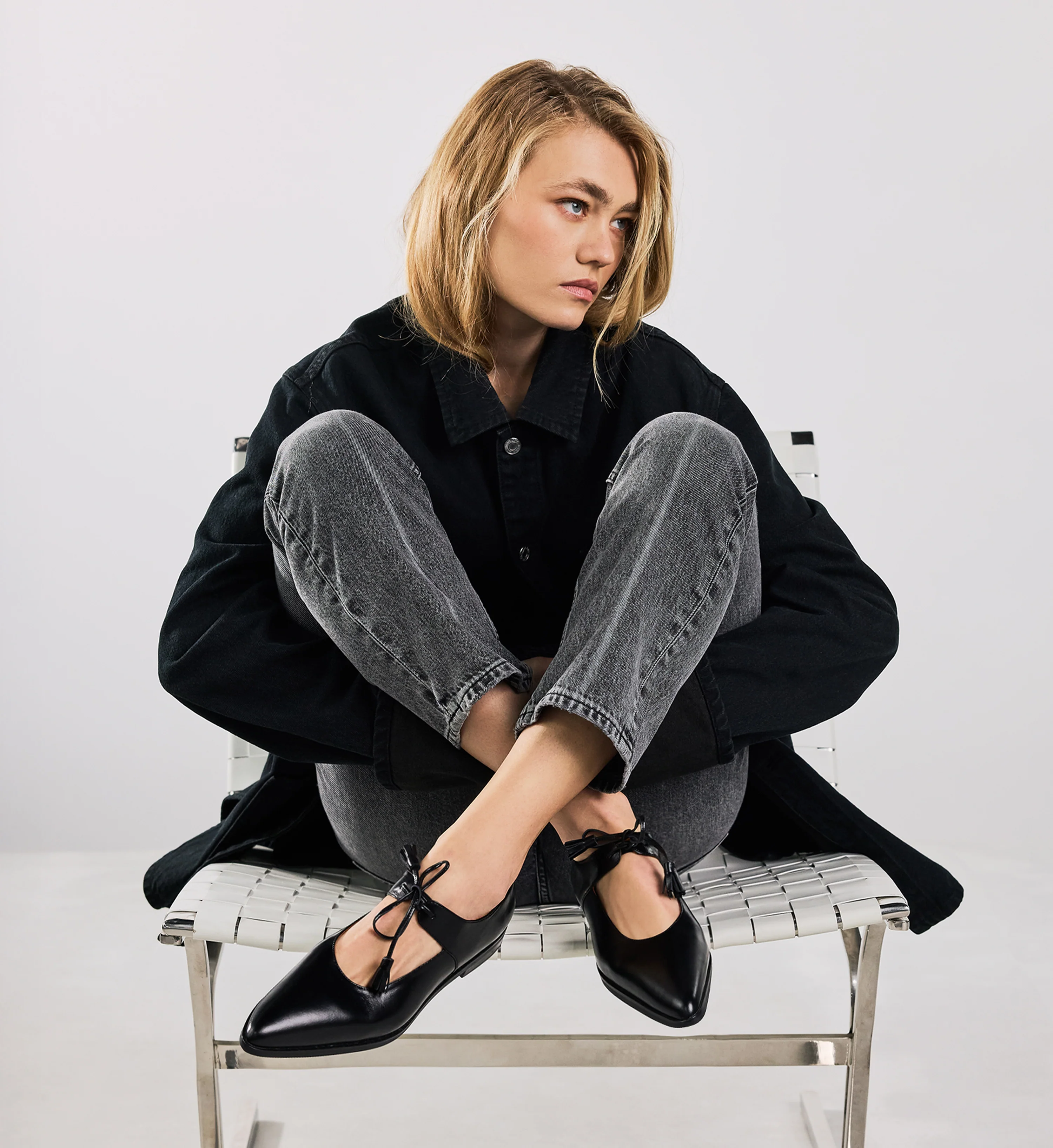 Amazona Black Leather Ballet Flats