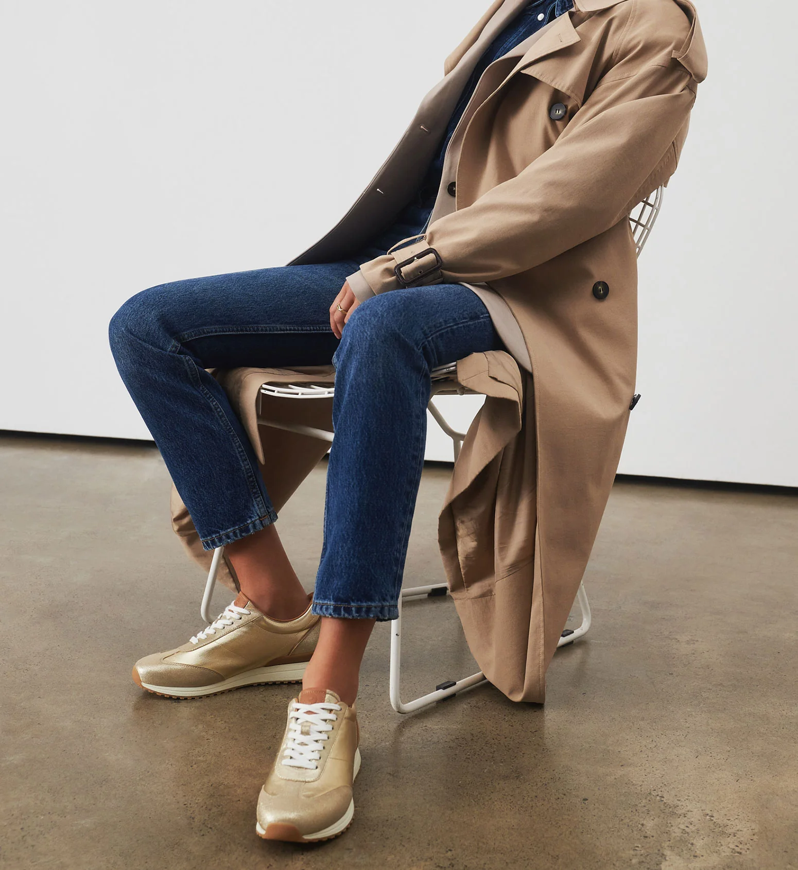 Saker 2 Gold Shimmer Leather Sneakers