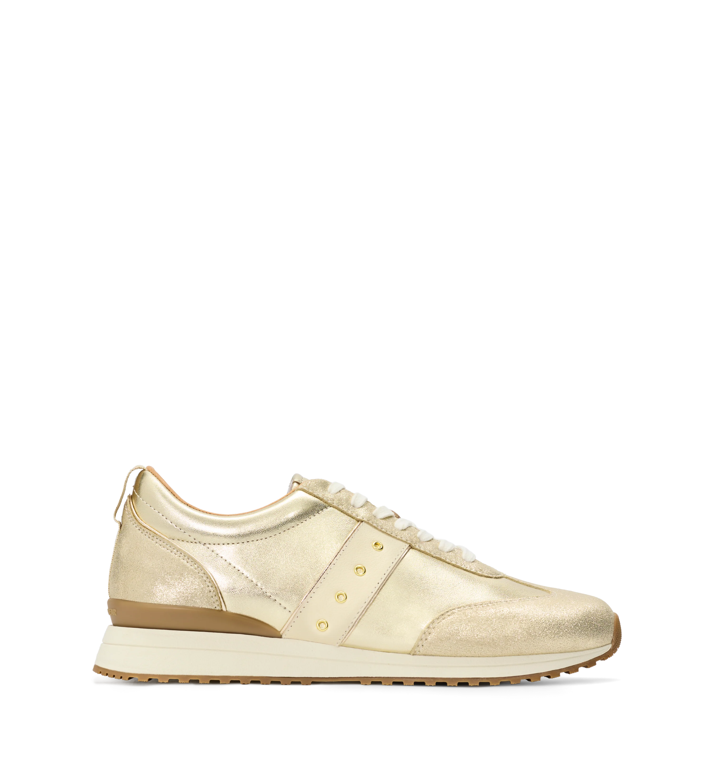 Saker 2 Gold & Ecru Leather Sneakers