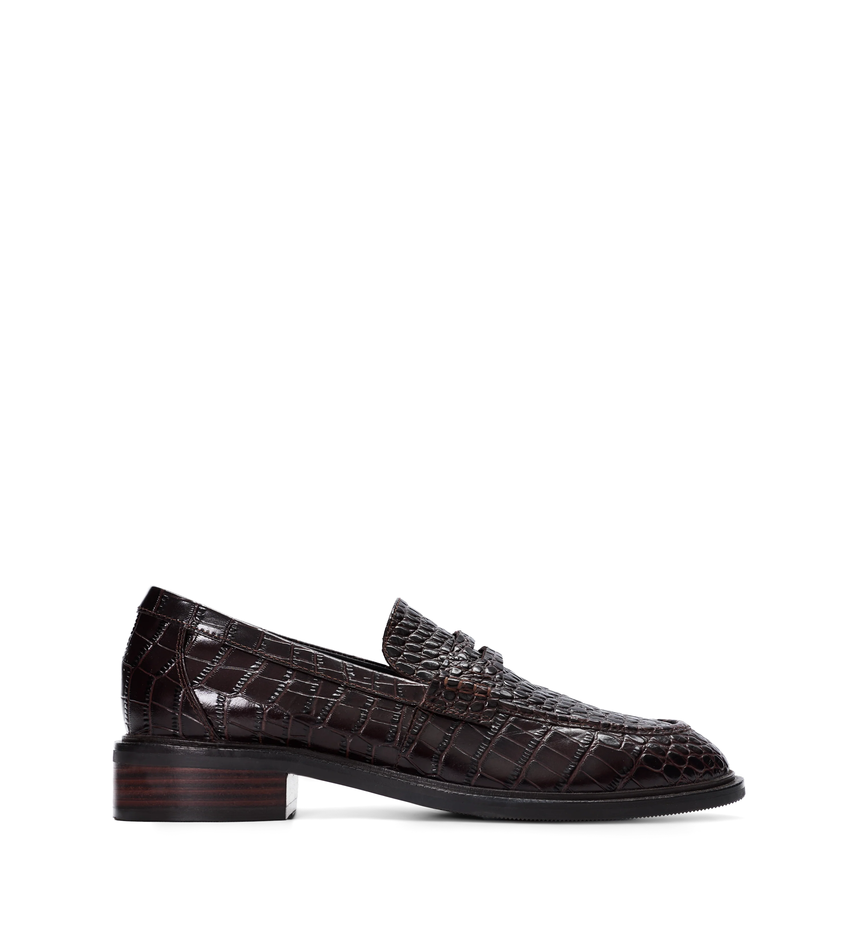 Capito Chocolate Brown Croc Emboss Leather Loafers