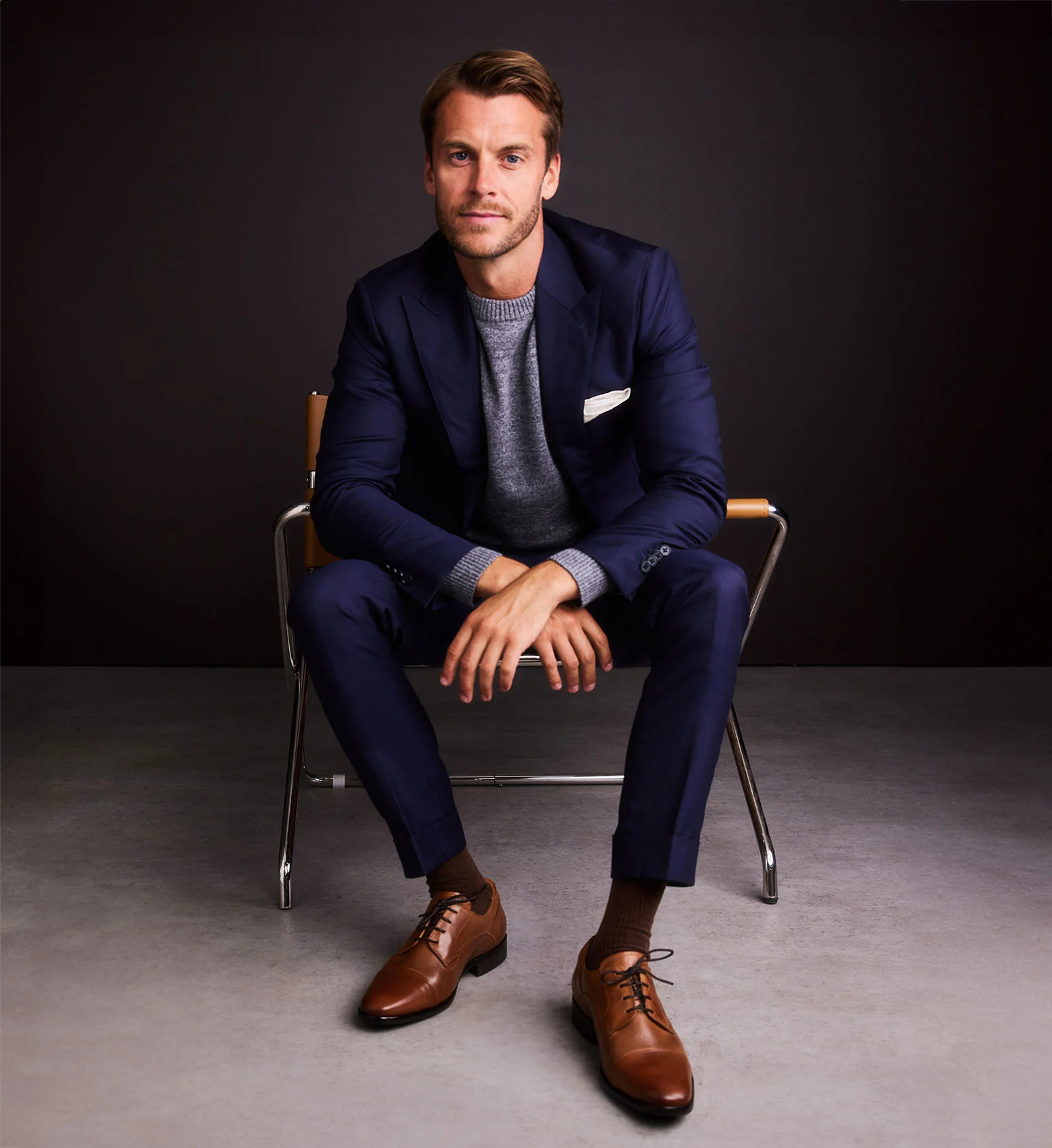 Osmium Tan Leather Lace Up Dress Shoes